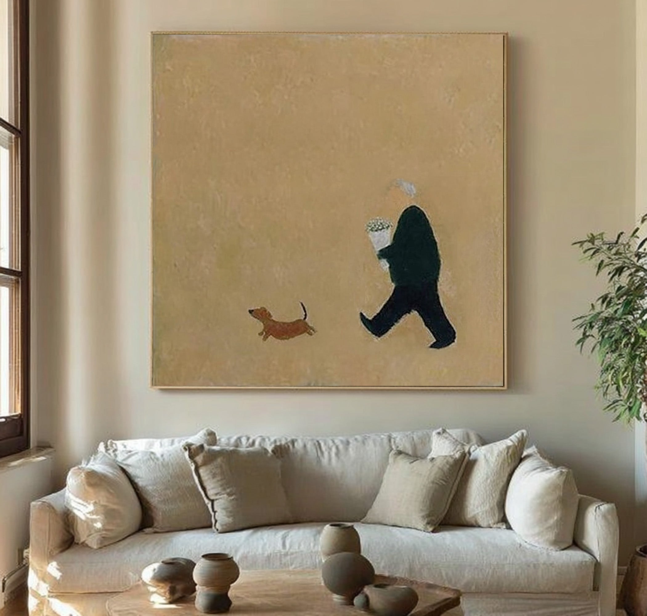 Dog Walk Large Figure Canvas | KeiraArt #CZ 022