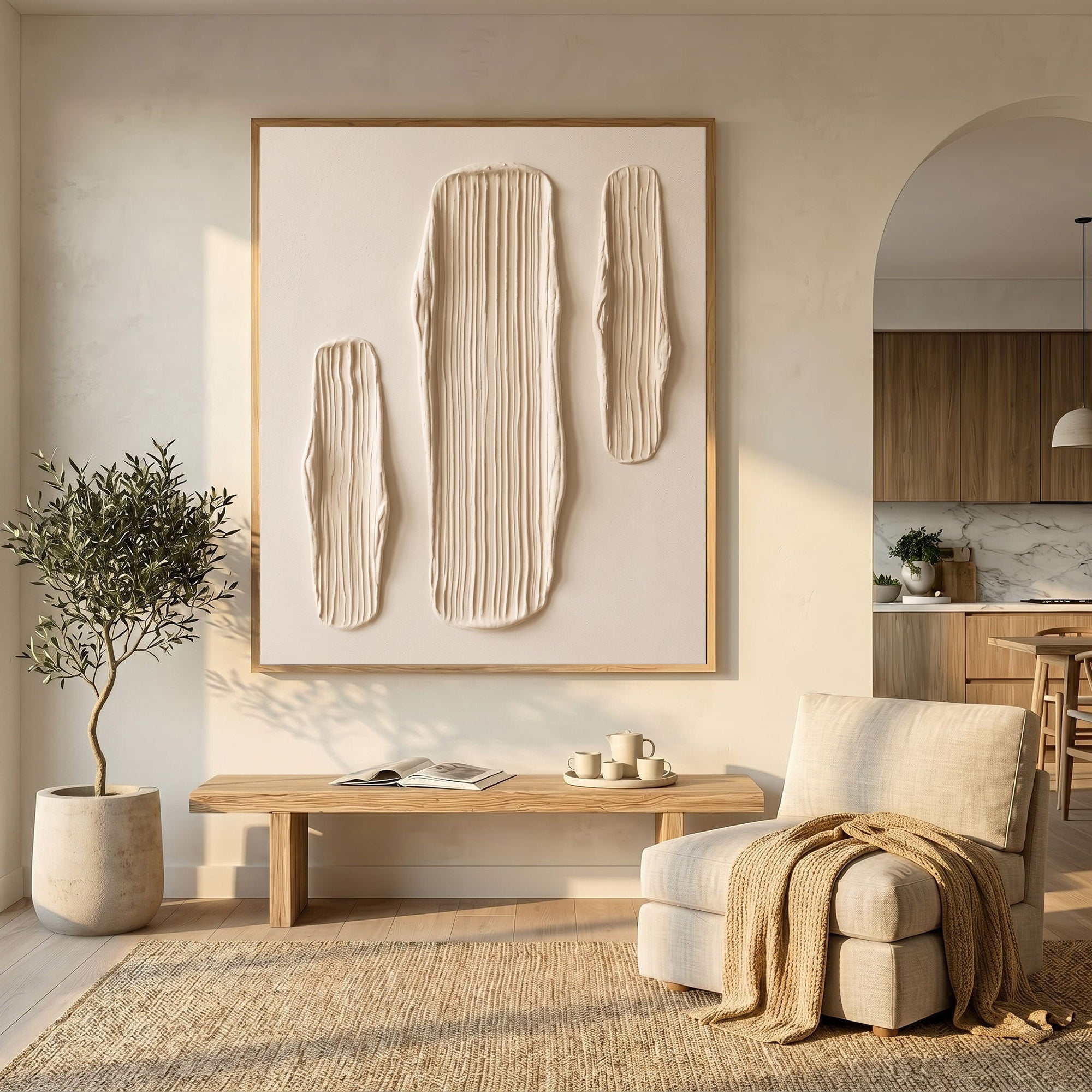 Large Abstract Textured Wall Art Sculptural Plaster Painting Minimalist Neutral Contemporary Luxury Decor