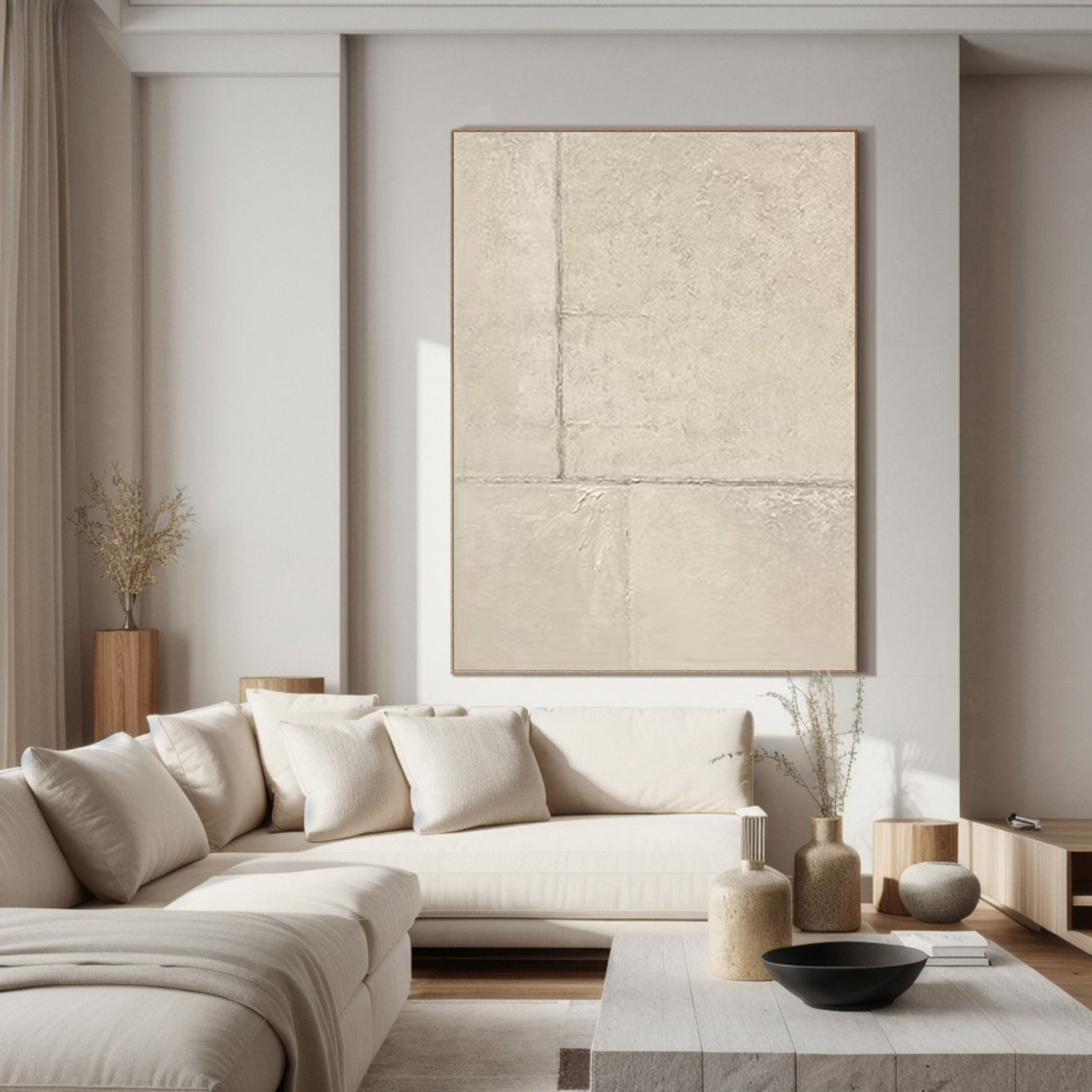 Handcrafted Neutral Abstract Painting Minimalist Decor #MMA 178
