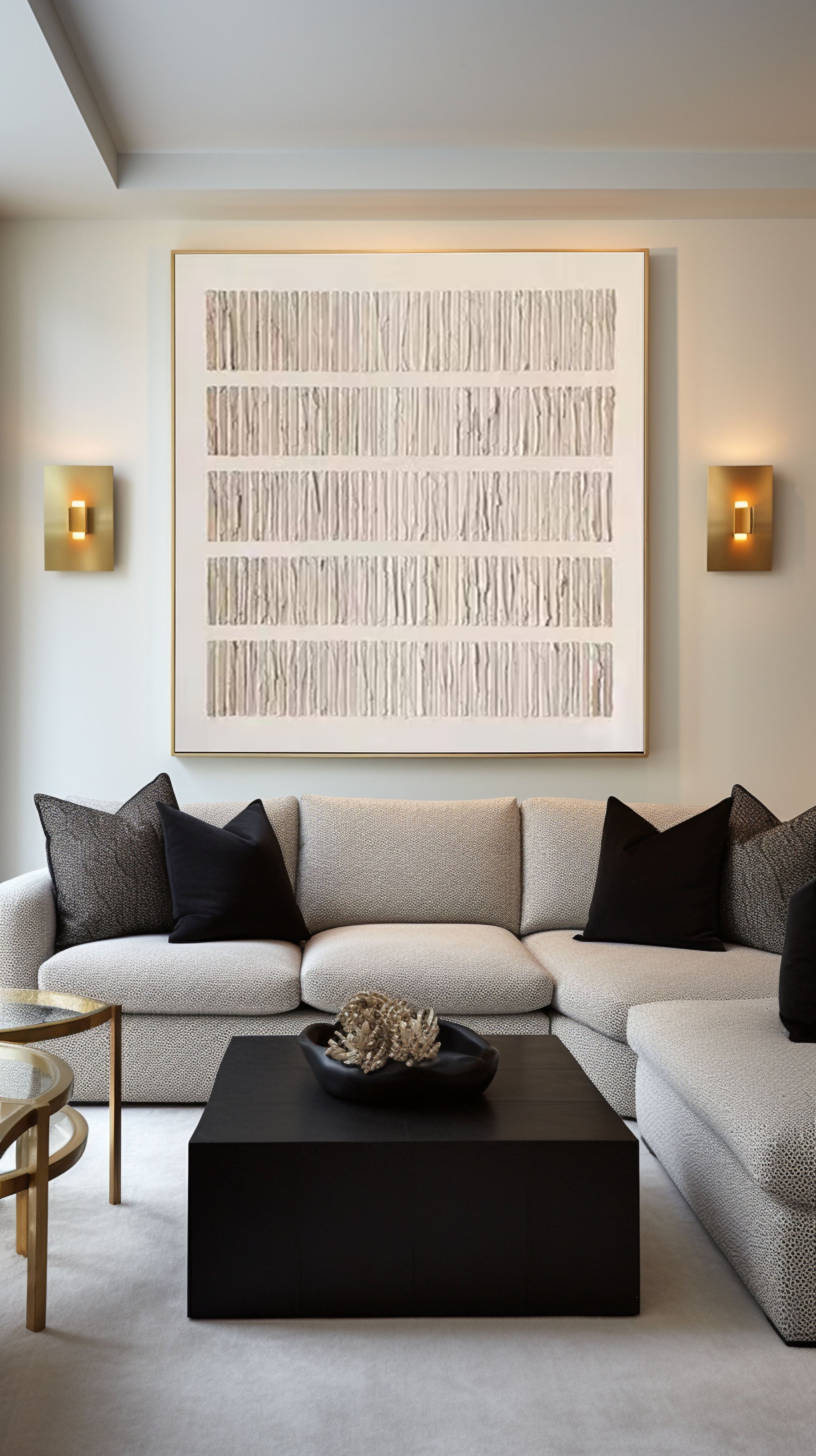 Neutral Toned Wabi Sabi Wall Art Textured Lines Painting #MMA 184