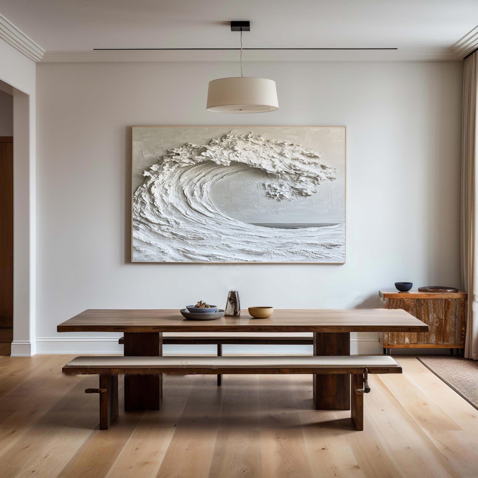 Large White Wave Painting - Ocean Art for Modern Homes #AG 050