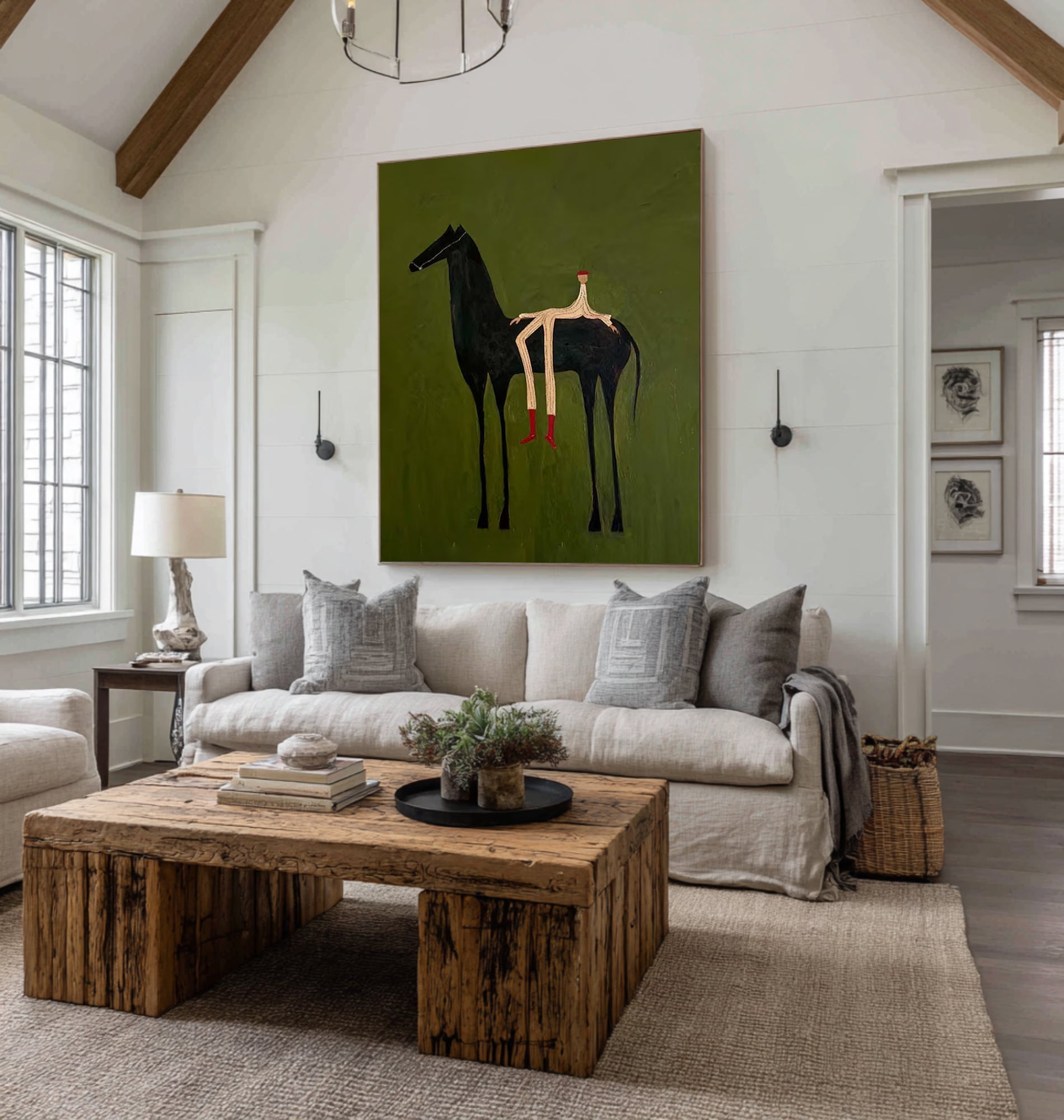 Oversized Contemporary Horse Canvas Art Modern Abstract Painting