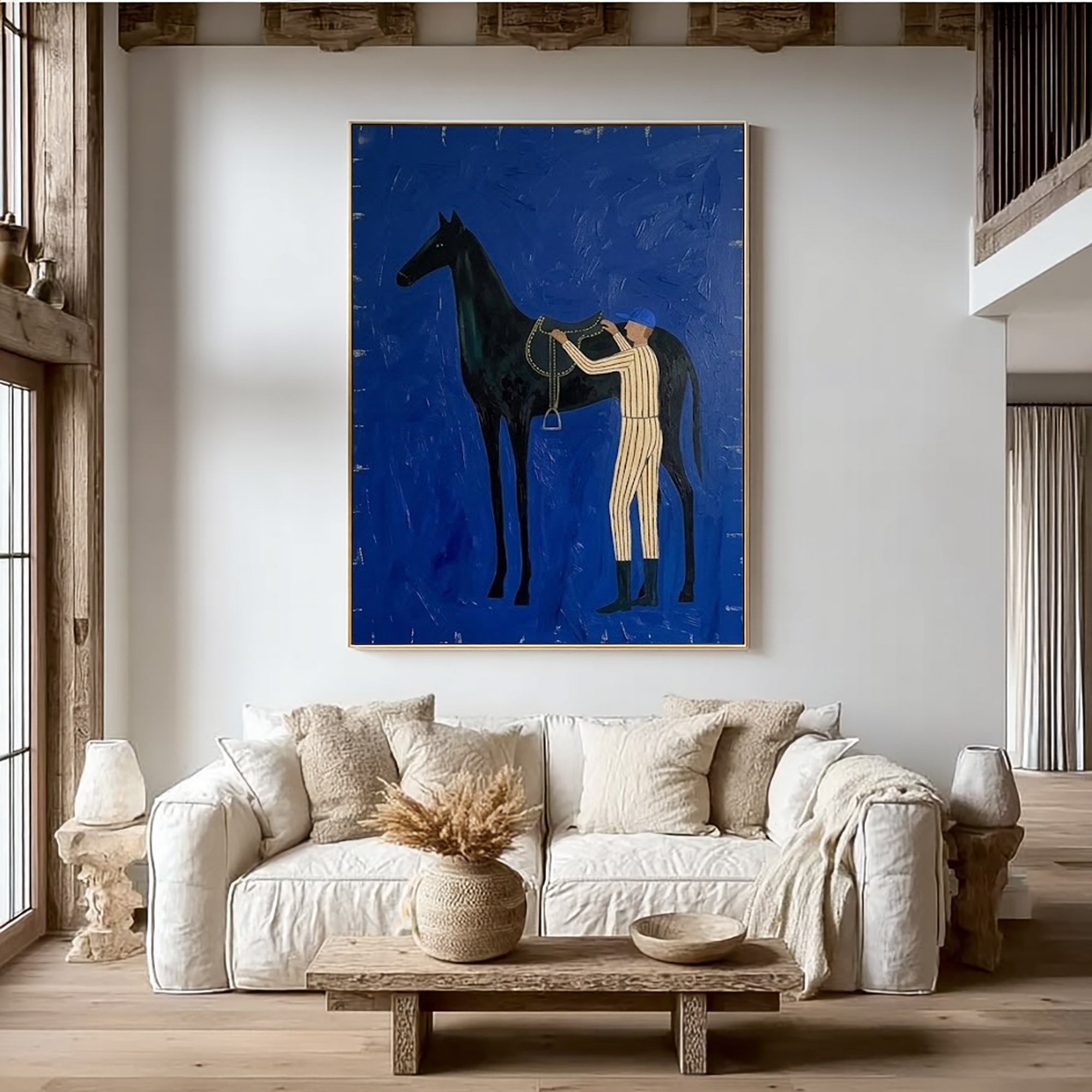 Large Cowboy Horse Wall Art Modern Western Horse Painting Artwork