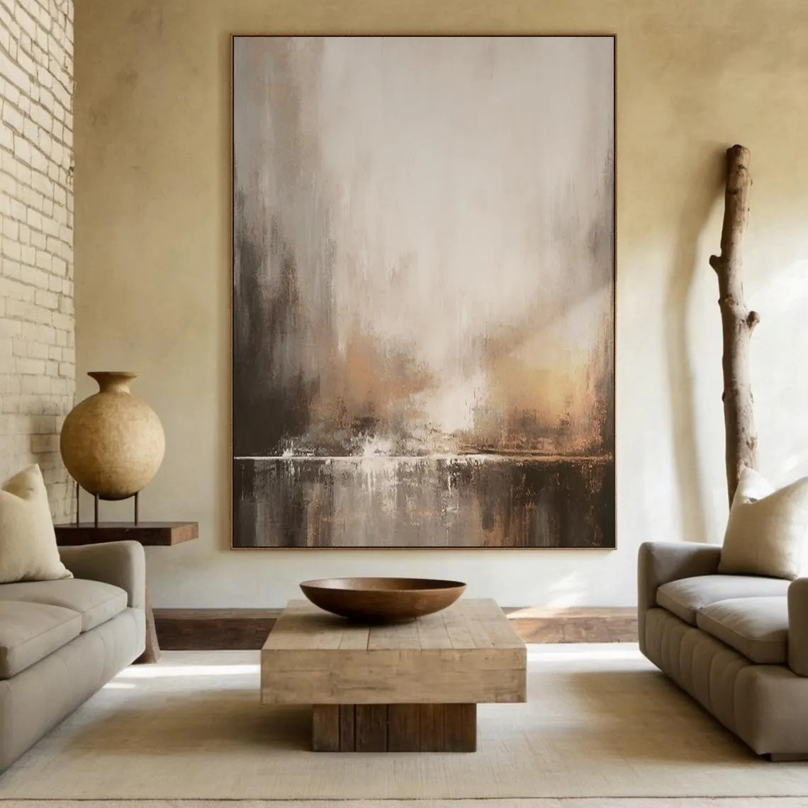Neutral Brown Abstract Landscape Art for Modern Spaces #AP 097