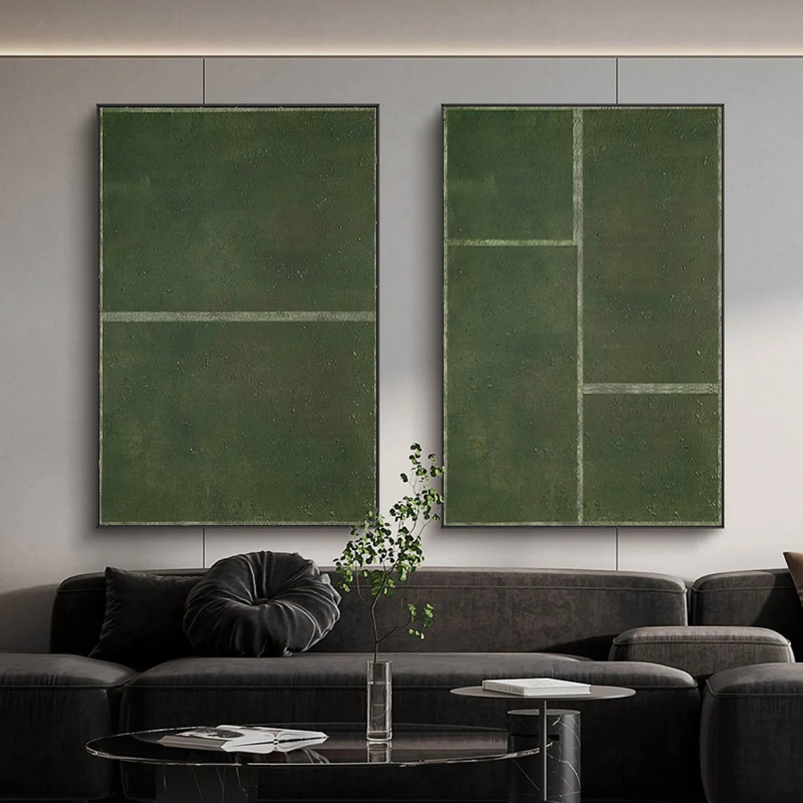 Minimalist Geometric Green Wall Art – Set of 2 #AP 113