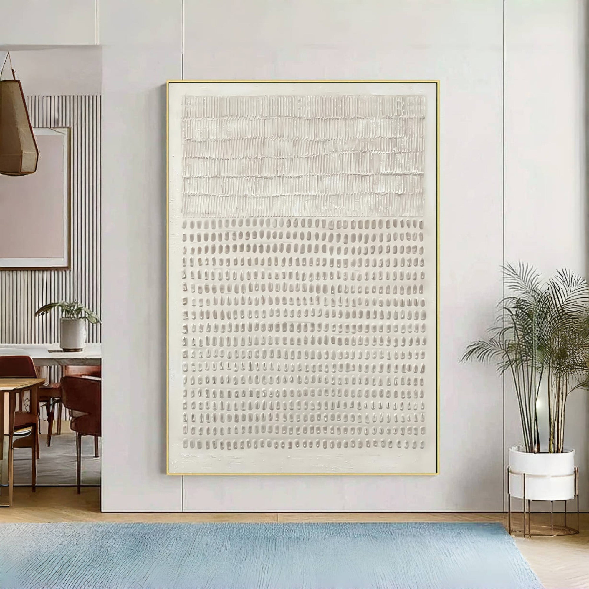 Textured Cream Vertical Paintings Arched Design Wall Art #AG 046