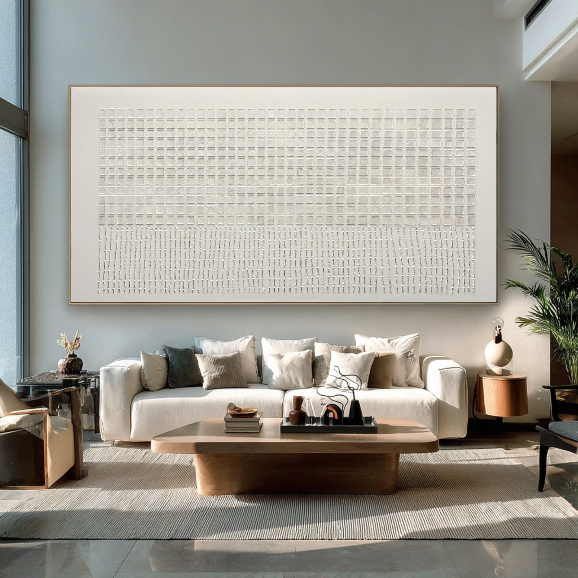 Abstract White Textured Oil Painting on Canvas #CZ 047