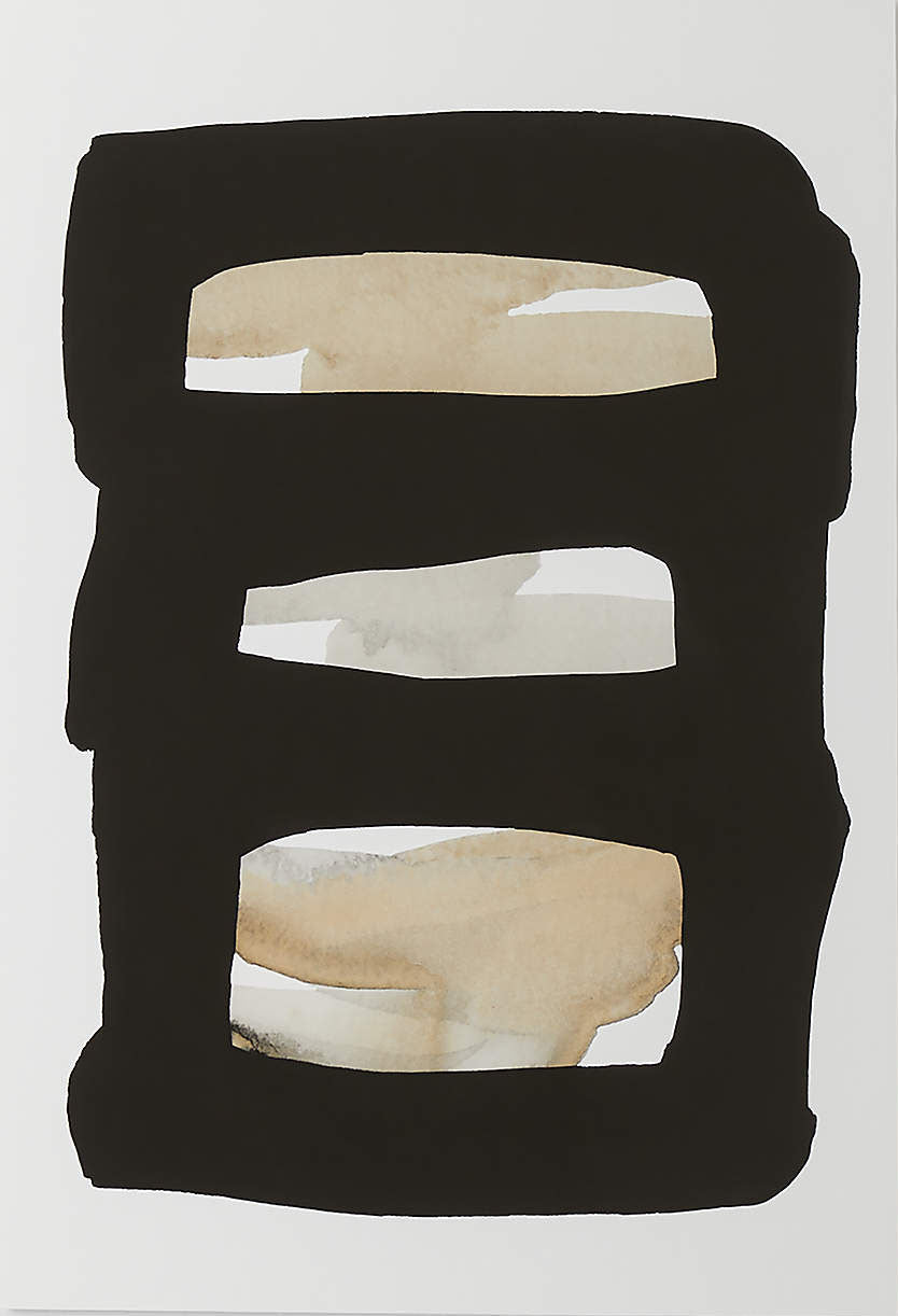 Horizontal Stripes Abstract - Black Beige Canvas Art #MMA 190