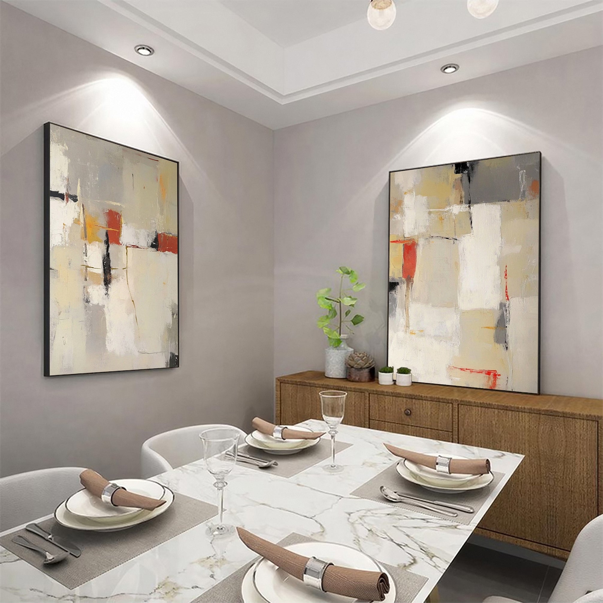 Modern Abstract Wall Art Dual Canvas Paintings for Sophisticated Decor #MMAS 054