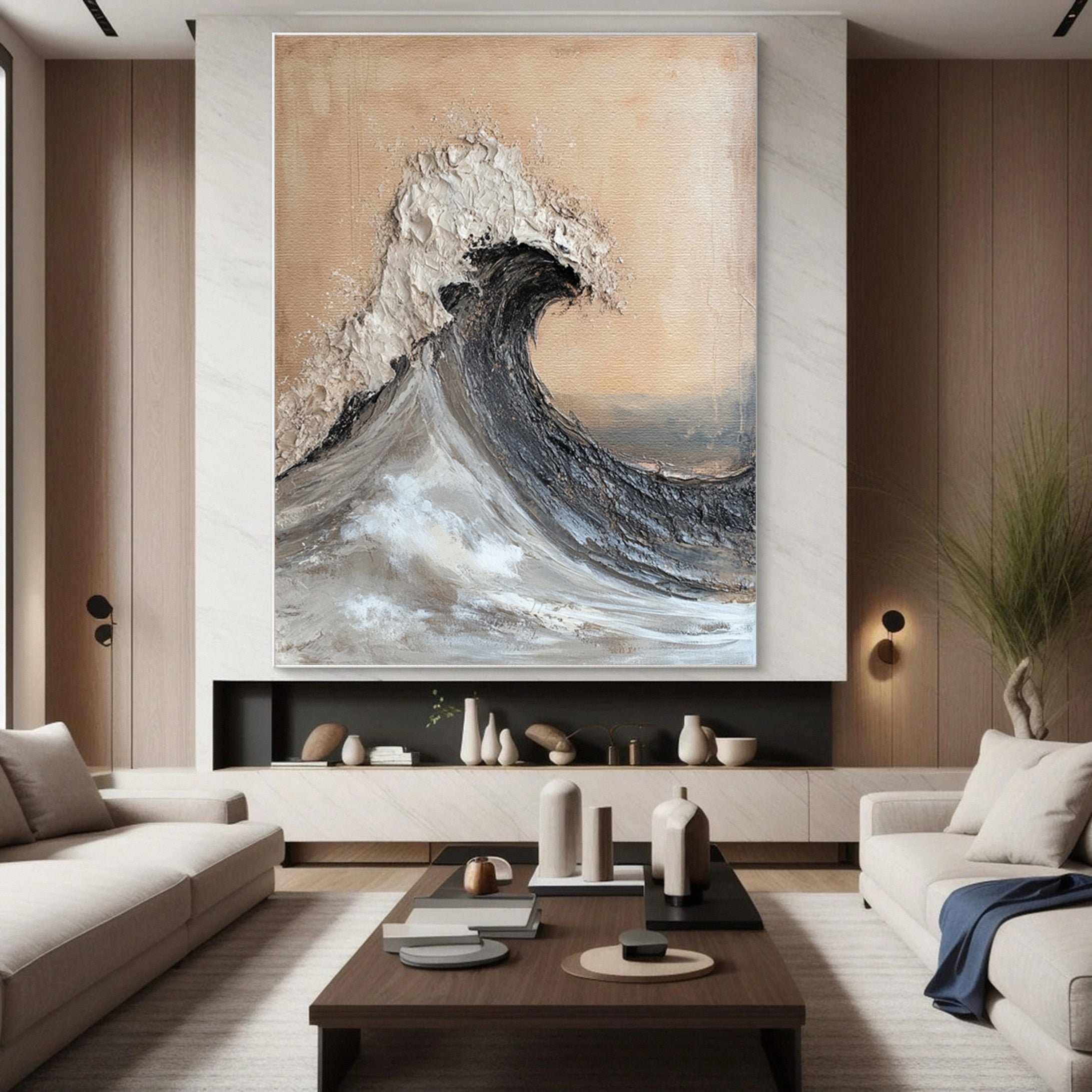 Sea Wave Large Textured Ocean Modern Wall Art #OS 049
