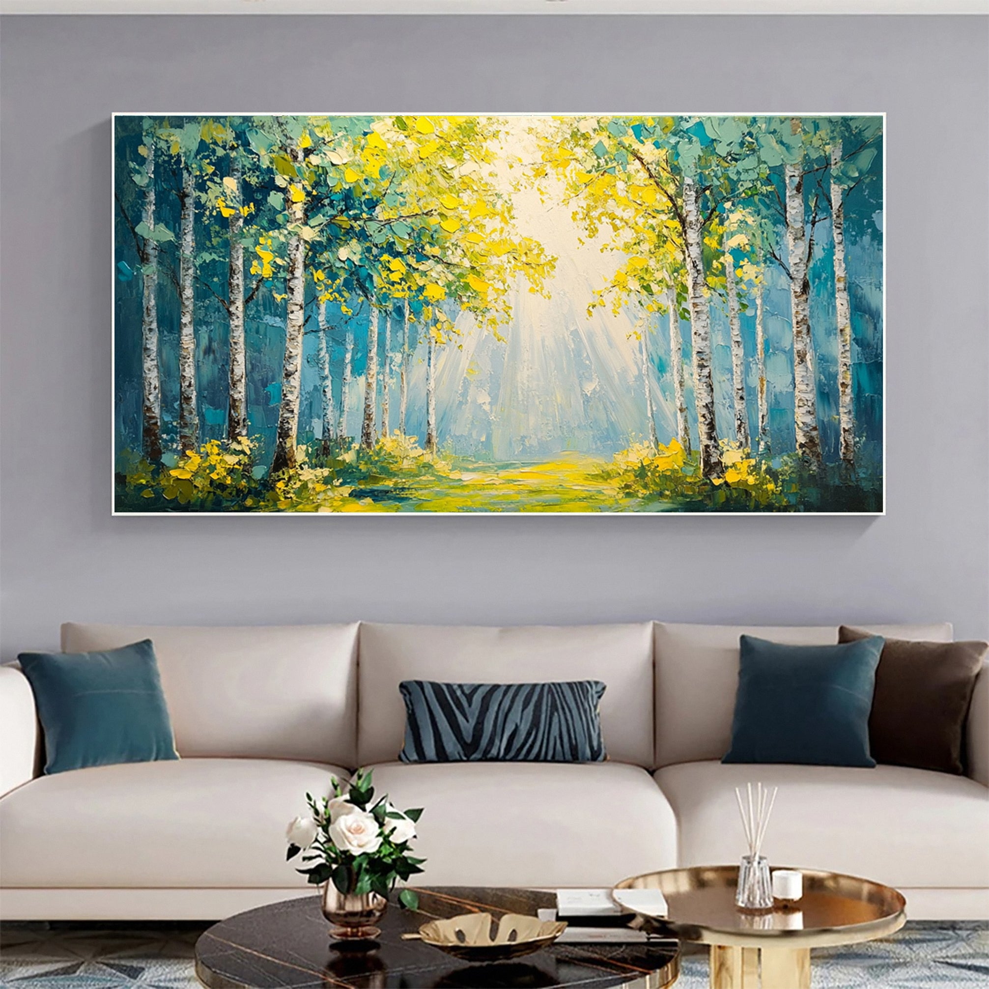 Autumn Whisper Large Colorful Forest Landscape Art #FT 037