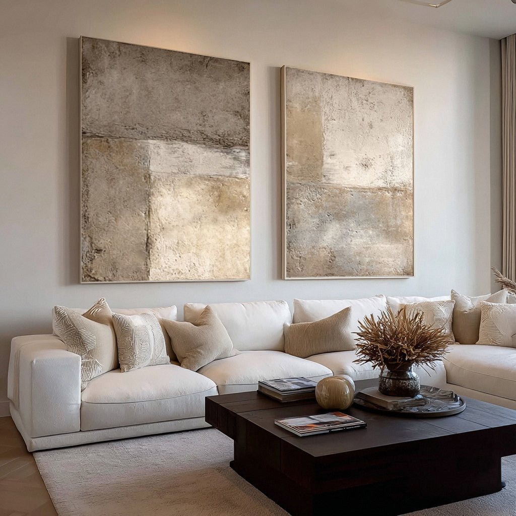Oversized White Relief Wall Art Panels Set Of 2 #AG 017
