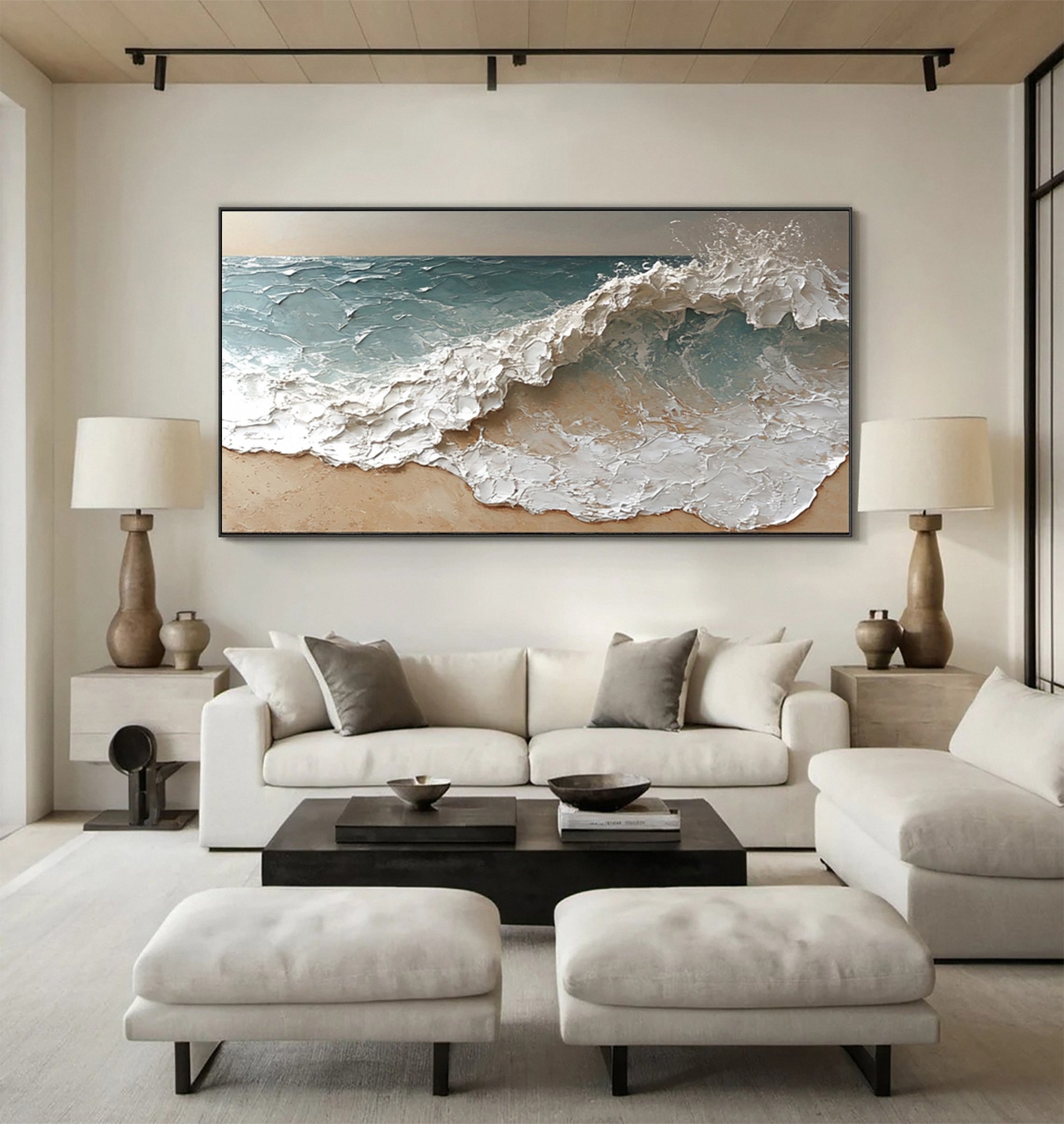 Abstract Coastal Decor Wave Motion Art Piece #AG 040