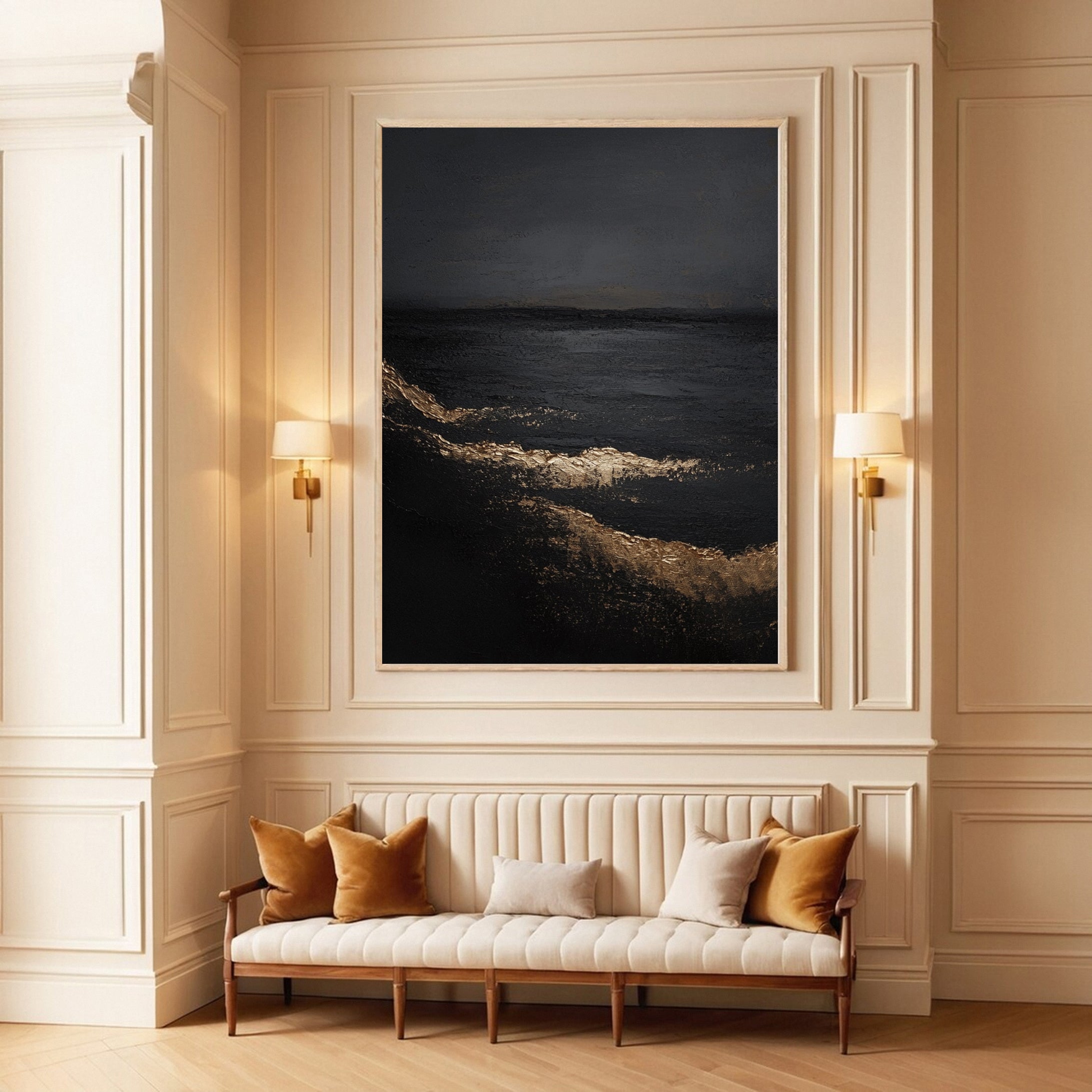 Golden Depths Modern Black and Gold Canvas Art #MMA 151