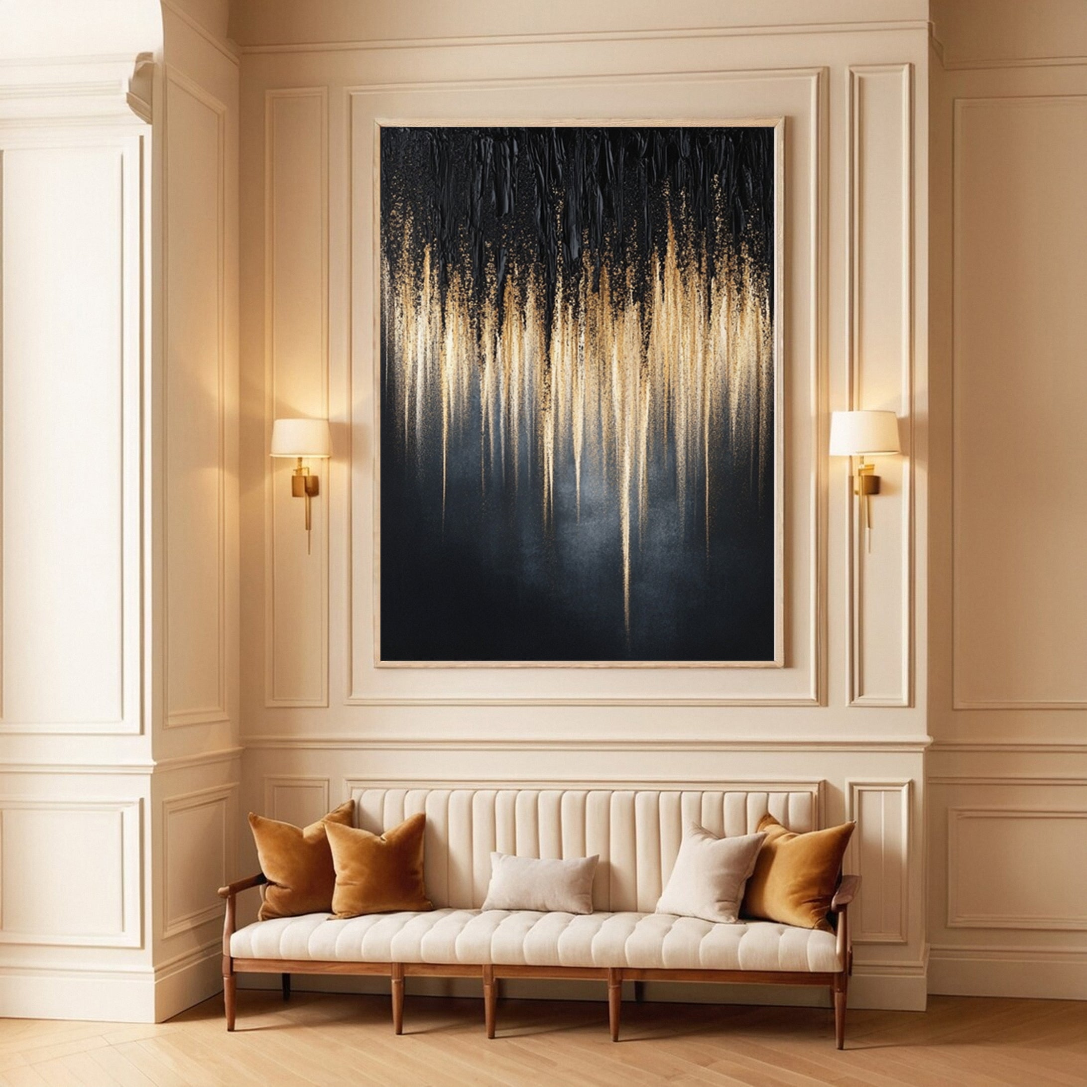 Large Black & Gold Textured Wall Art For Home Decor #MMA 149