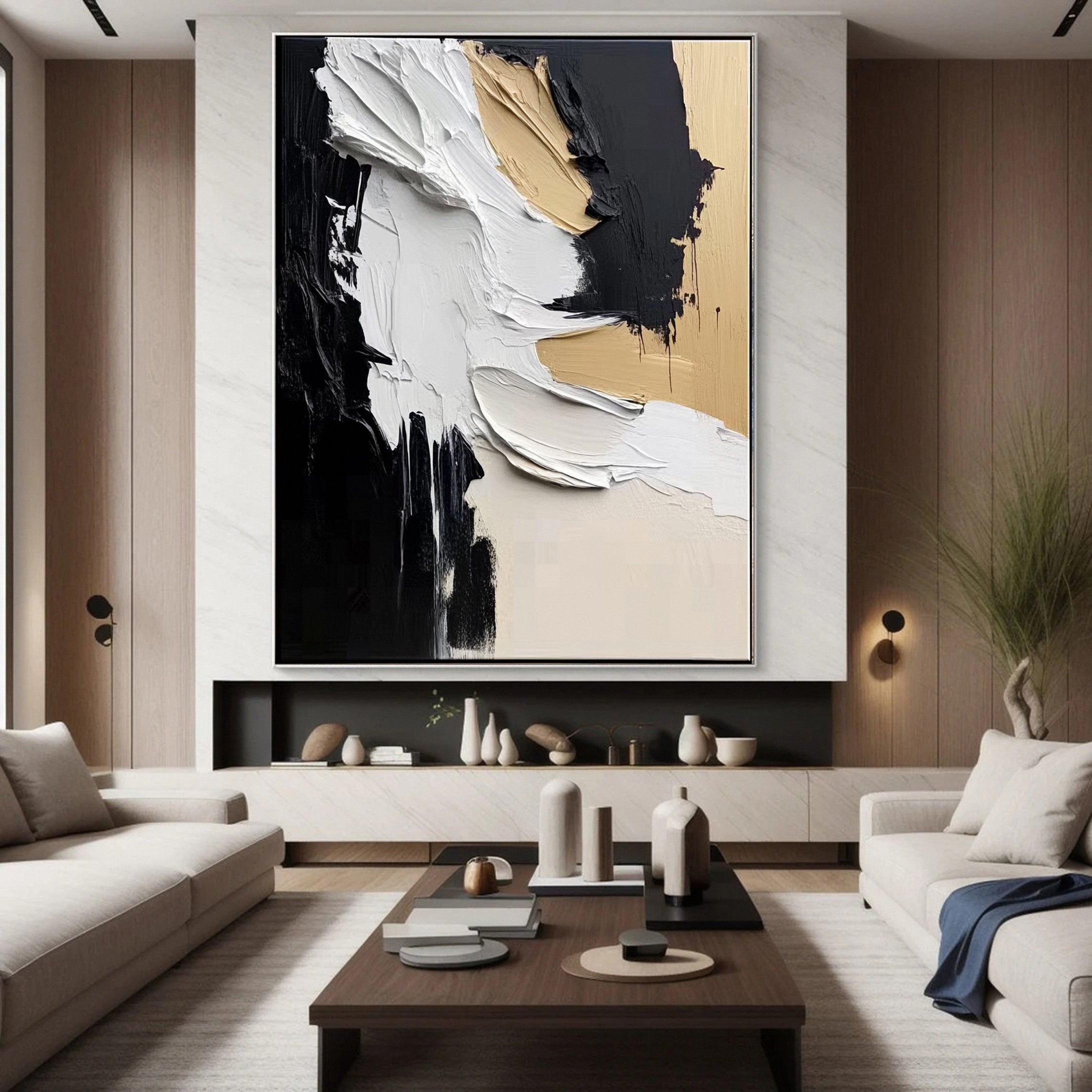 Modern Contrast Bold Abstract Canvas Art #MMA 134