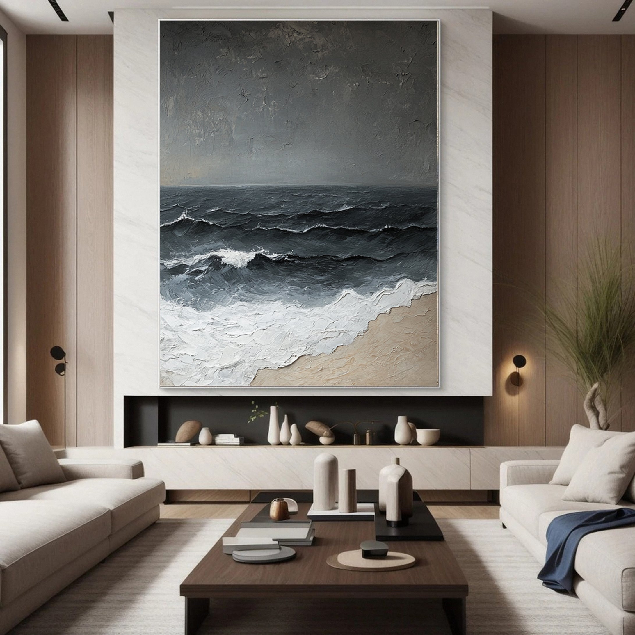 Wave Crescendo Large Textured Ocean Wall Art #OS 036
