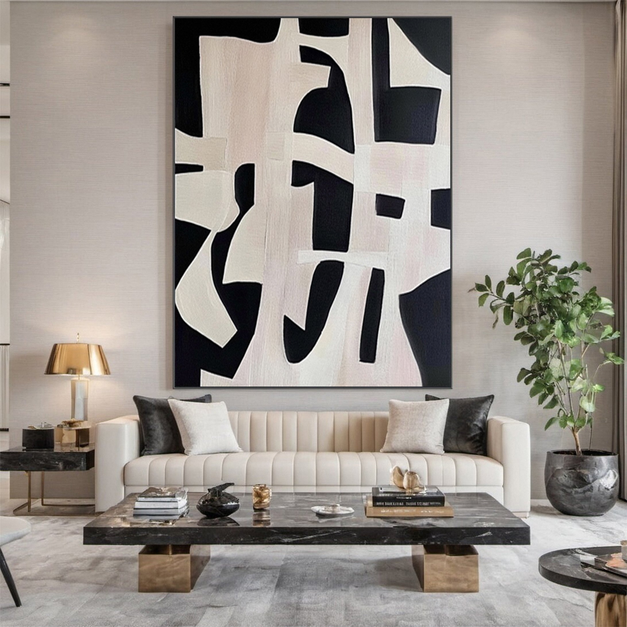Modern Contrast Wabi Sabi Abstract Canvas Art #MMA 135