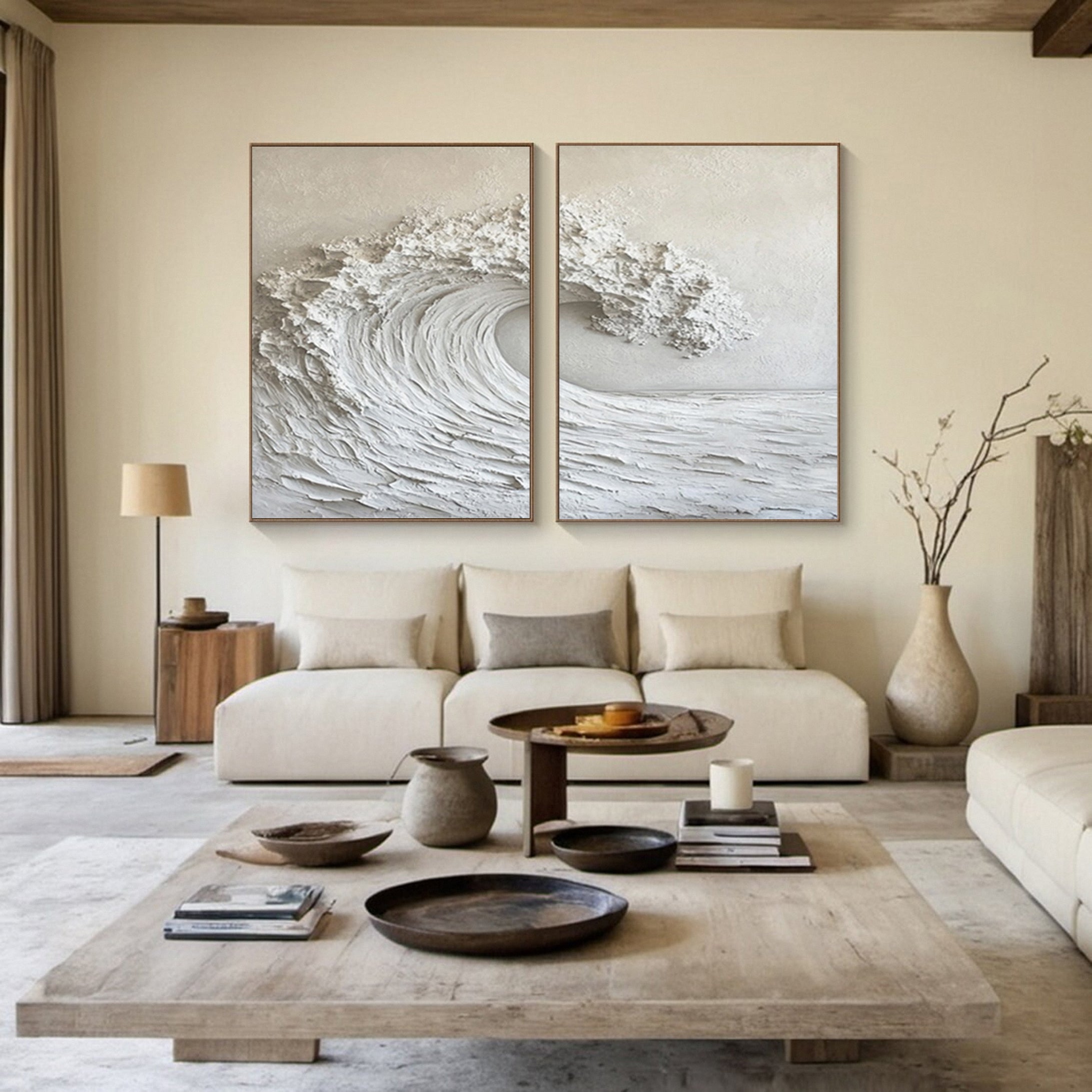 Marine Majesty Large Wall Canvas Set Captivating Sea Waves #OS 012