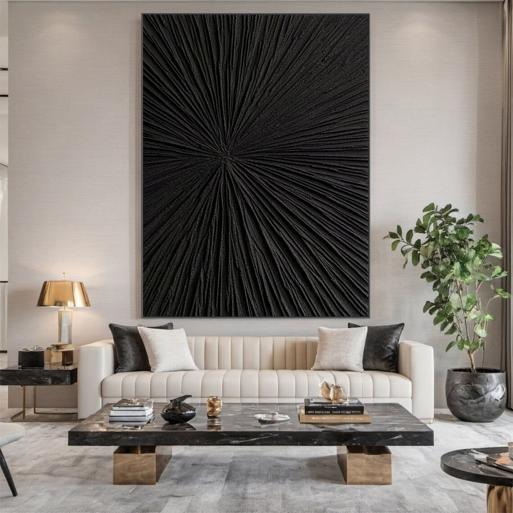 Sleek Elegance Contemporary Large Black Textured Wall Art #MMA 121