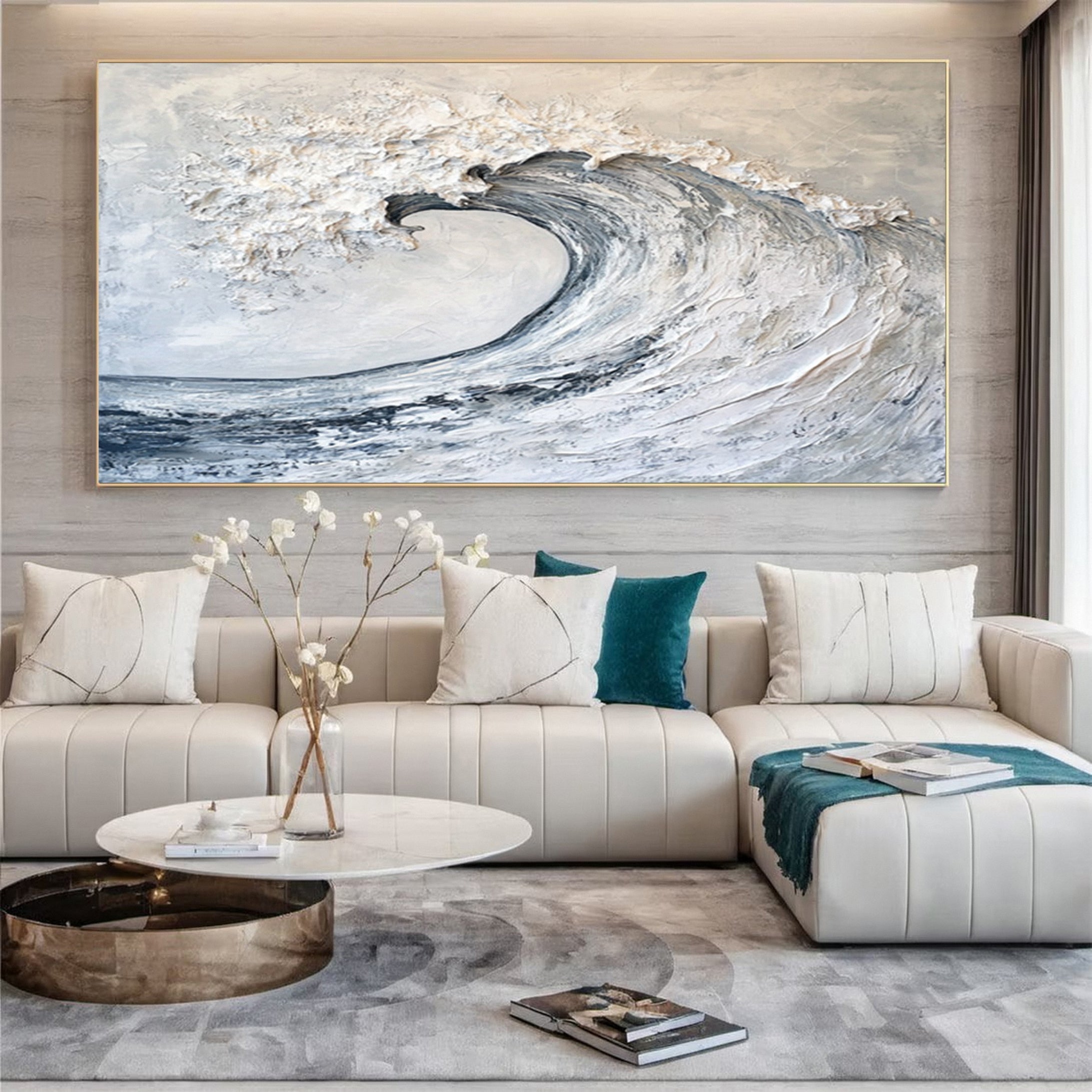 Ocean Majesty: Large Textured Wave Wall Art #OS 025