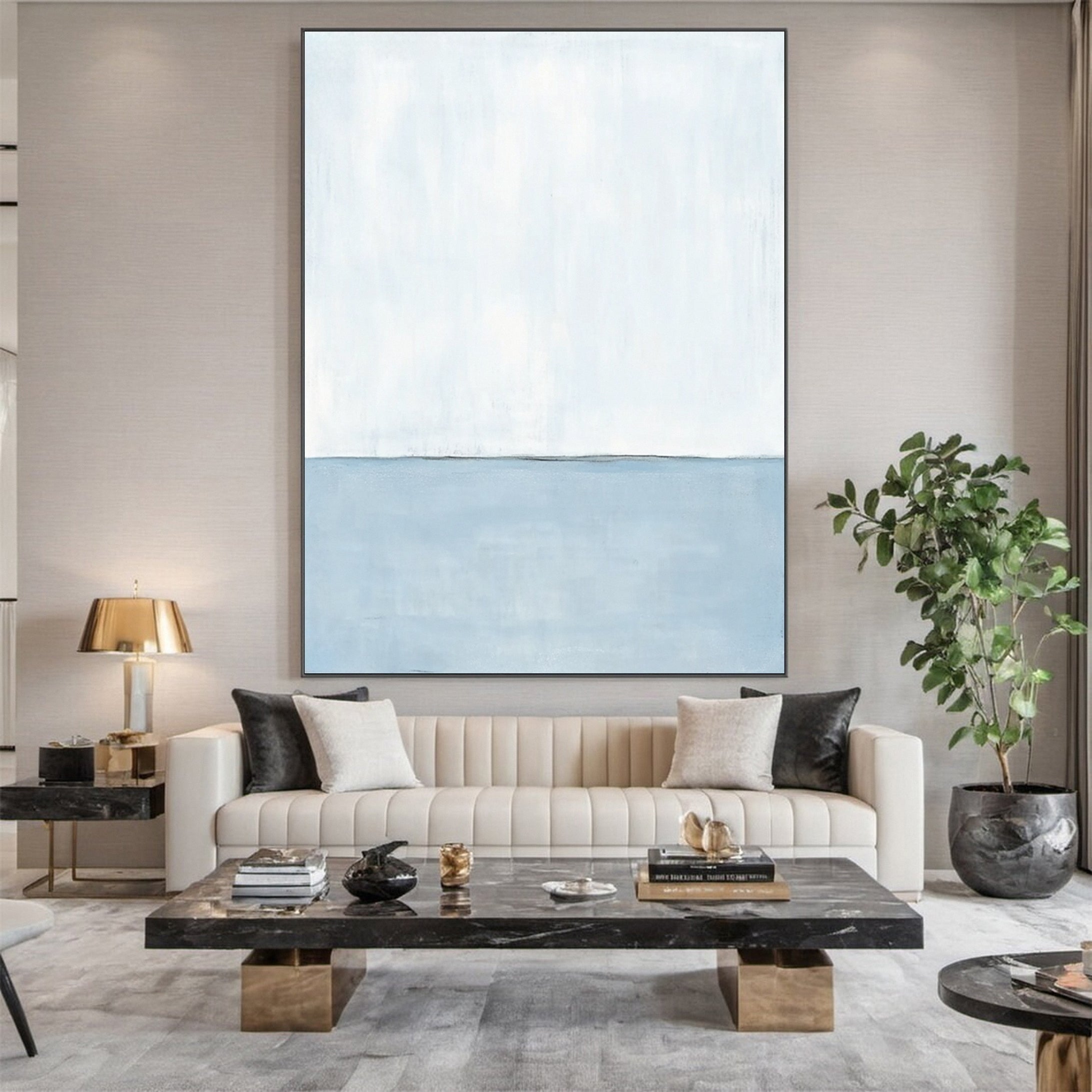 Large Blue & White Wabi Sabi Wall Art #AP 032
