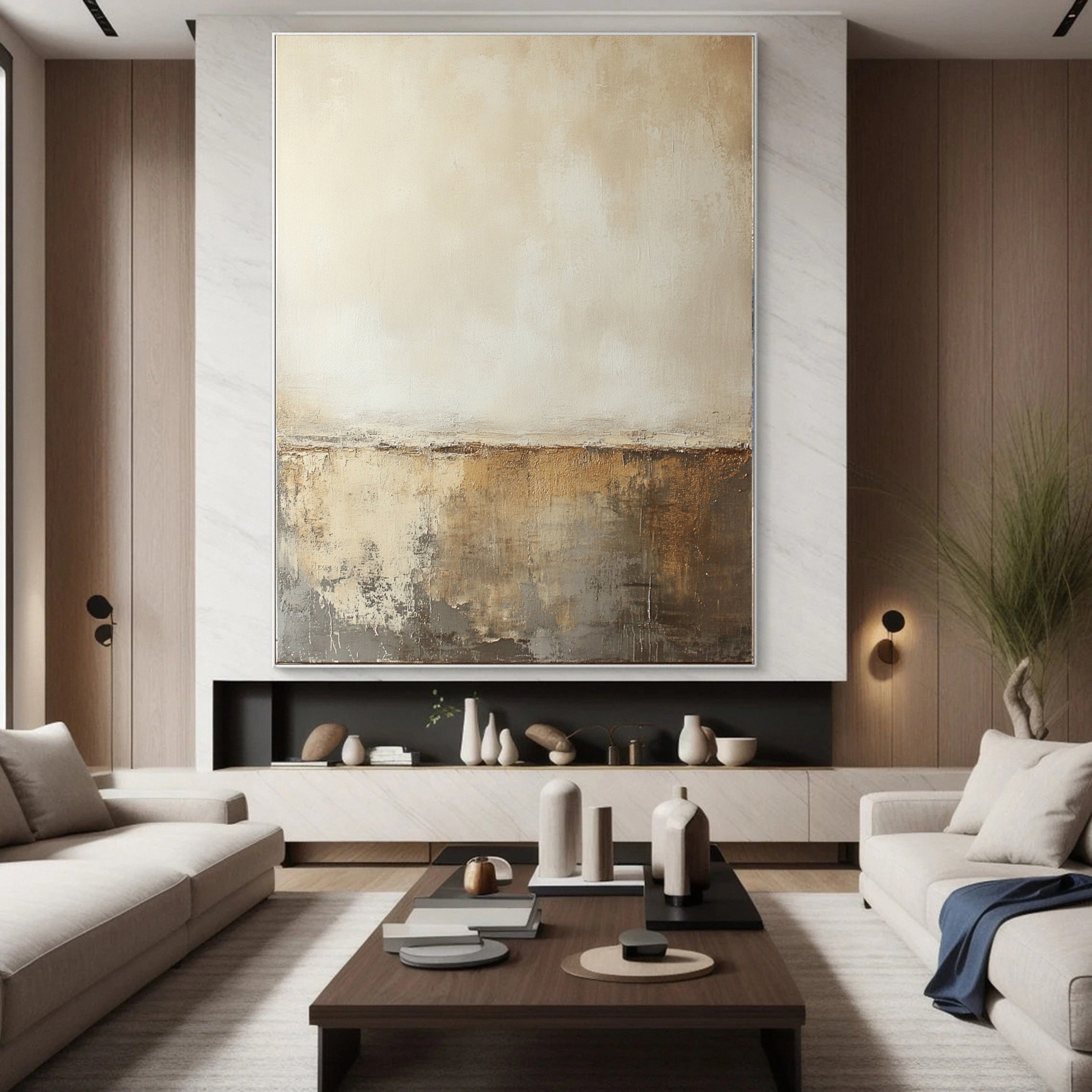 Golden Reflections Luxurious Large Abstract Art #AP 055