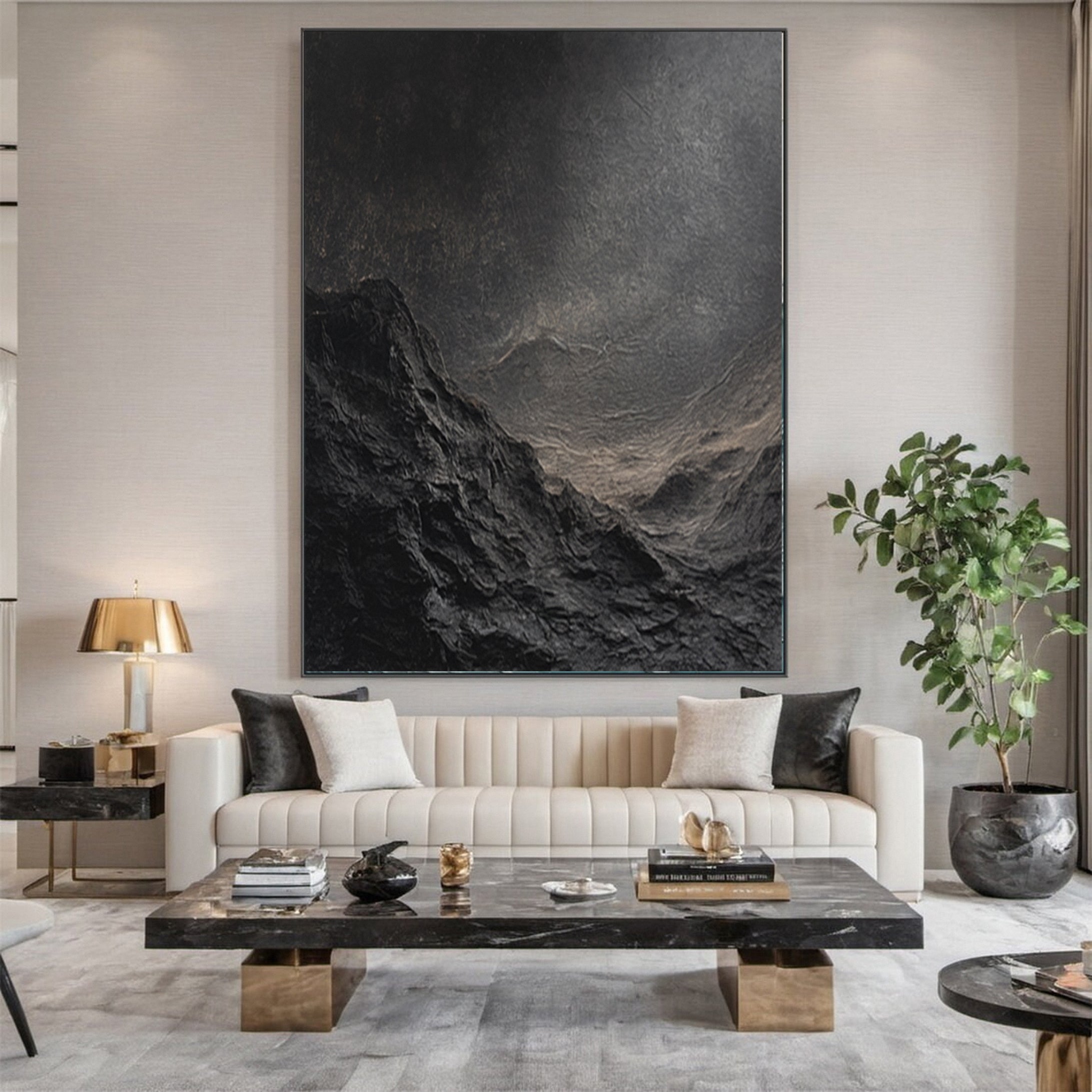 Large Black Textured Wall Art For Home Decor #MMA 148