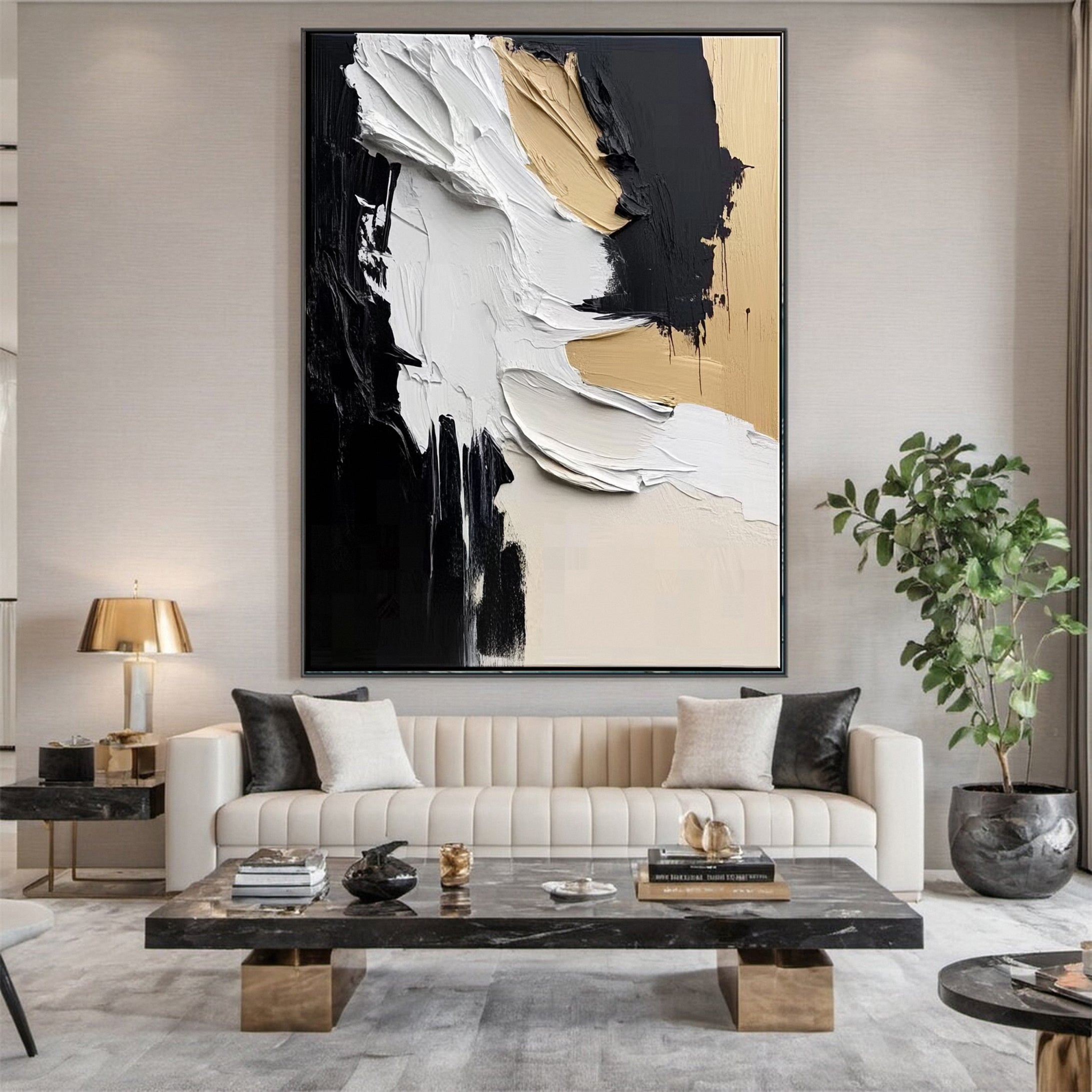 Modern Contrast Bold Abstract Canvas Art #MMA 134