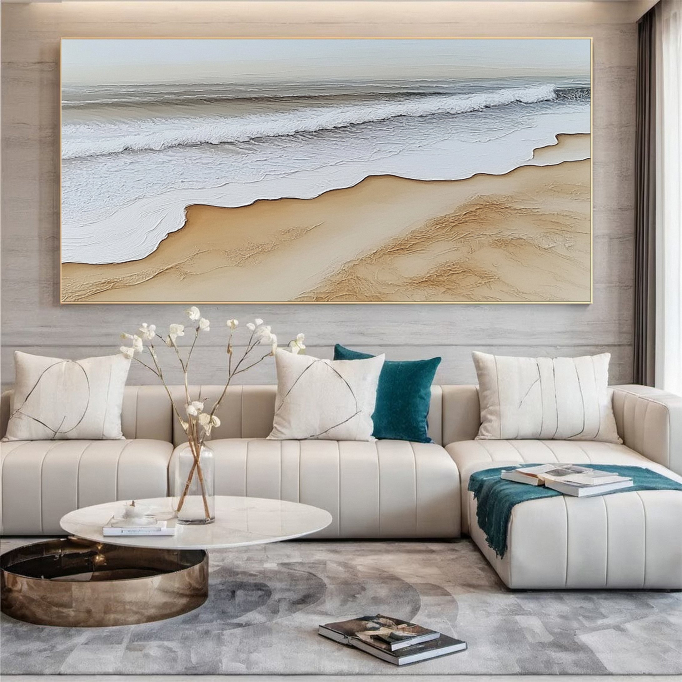 Large Ocean Wave Textured Wall Art For Living Room Decor #OS 051