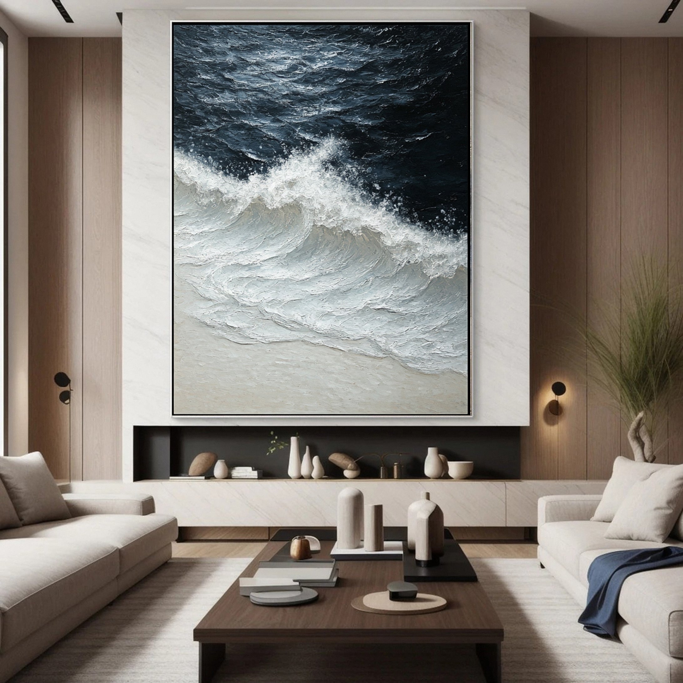 Wave Crescendo Large Textured Ocean Wall Art #OS 037