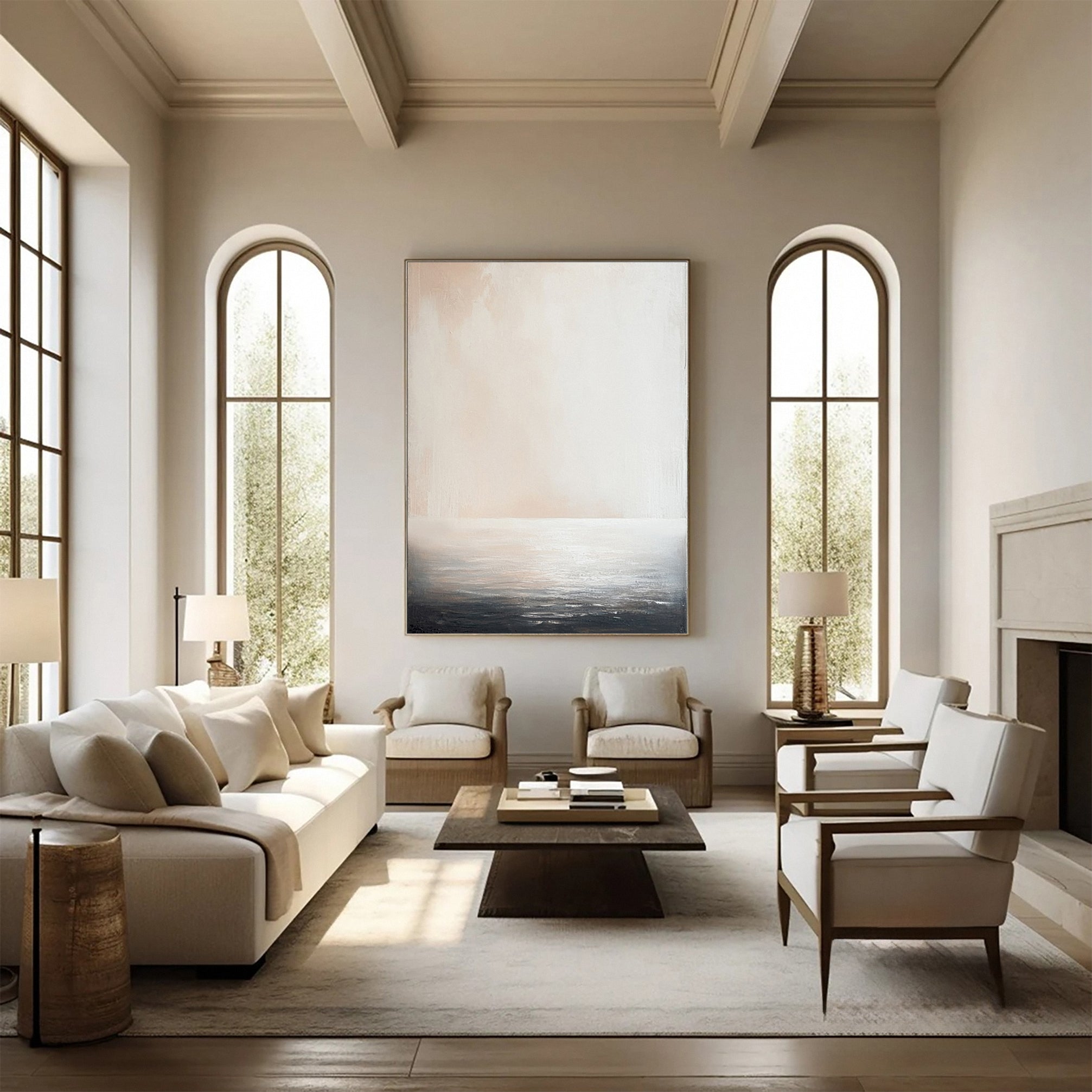Ethereal Whispers Large Neutral Textured Wabi Sabi Wall Art #AP 029