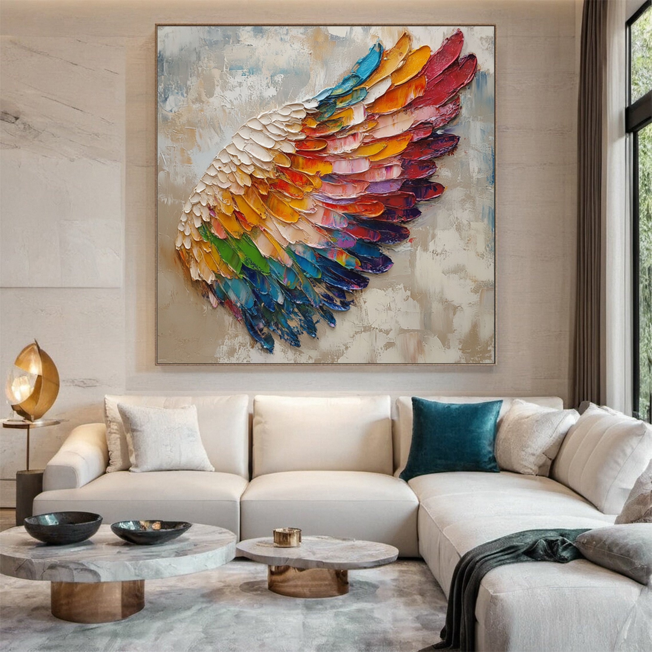 Spectrum Wing Large Colorful Feather Wall Art #MMA 155