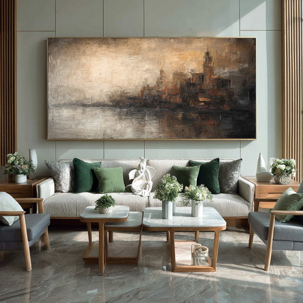 Modern Abstract Canvas: Earth Tones & Gold Accents #AG 019