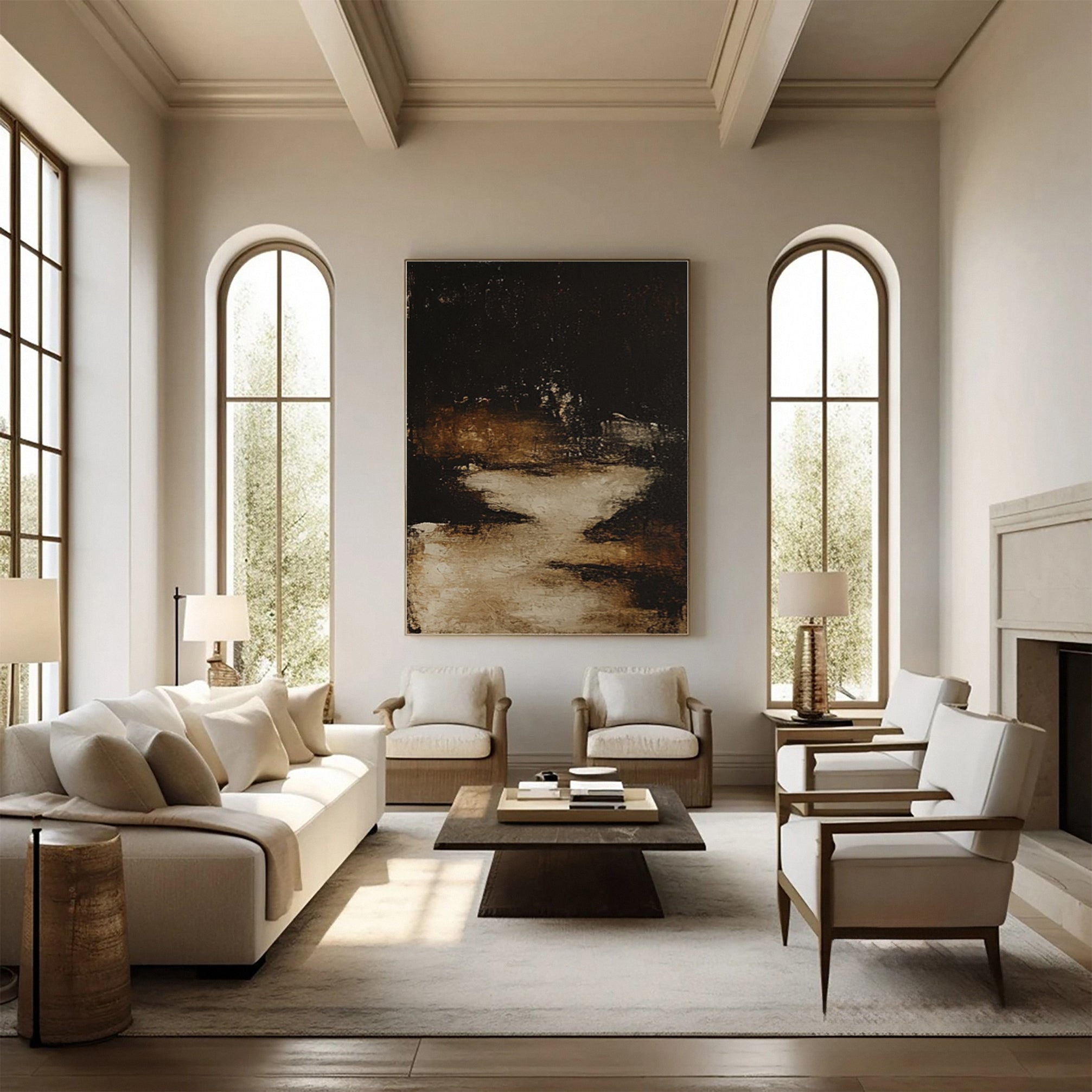 Golden Depths Modern Black and Gold Canvas Art #MMA 150