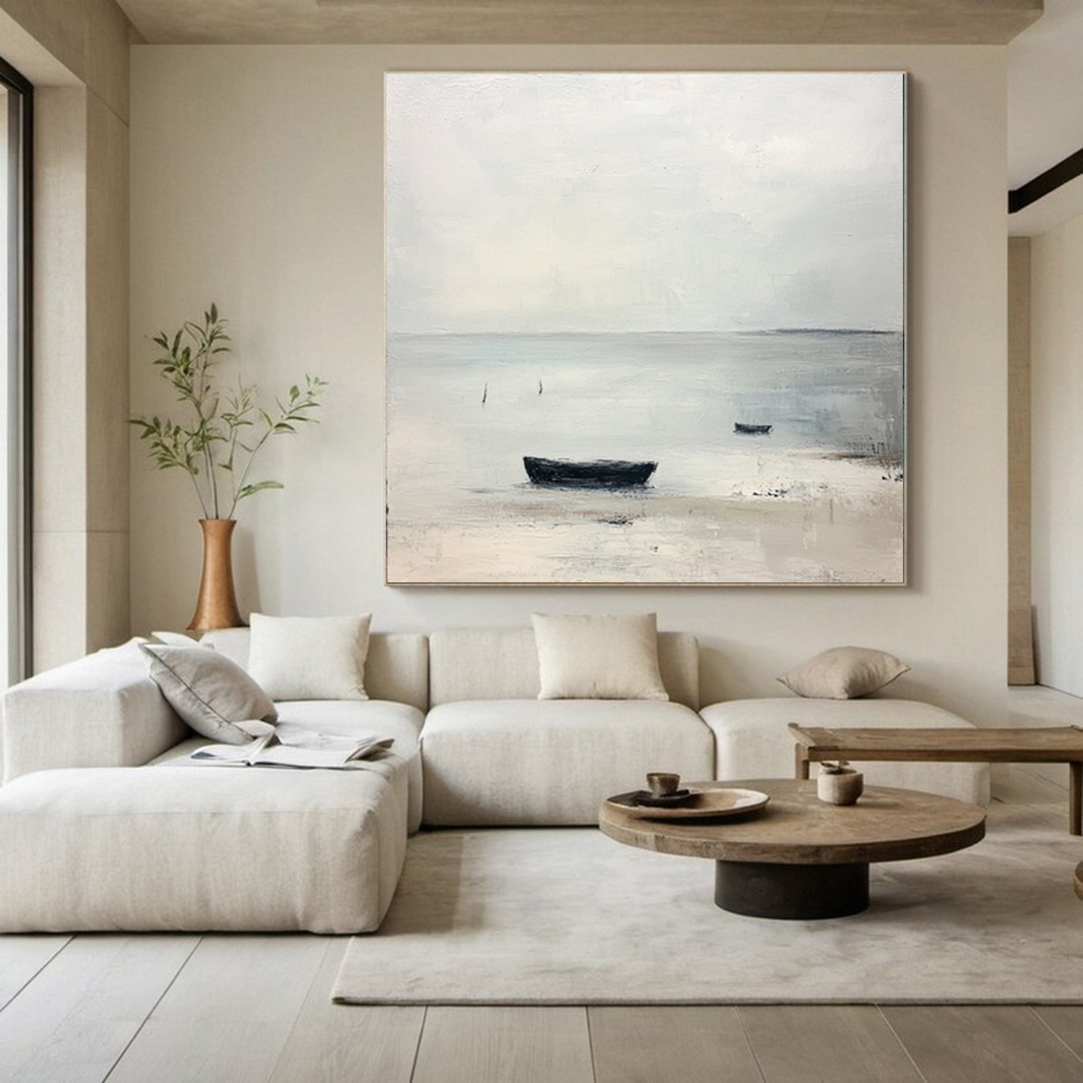Ethereal Whispers Large Neutral Textured Wabi Sabi Wall Art #AP 030
