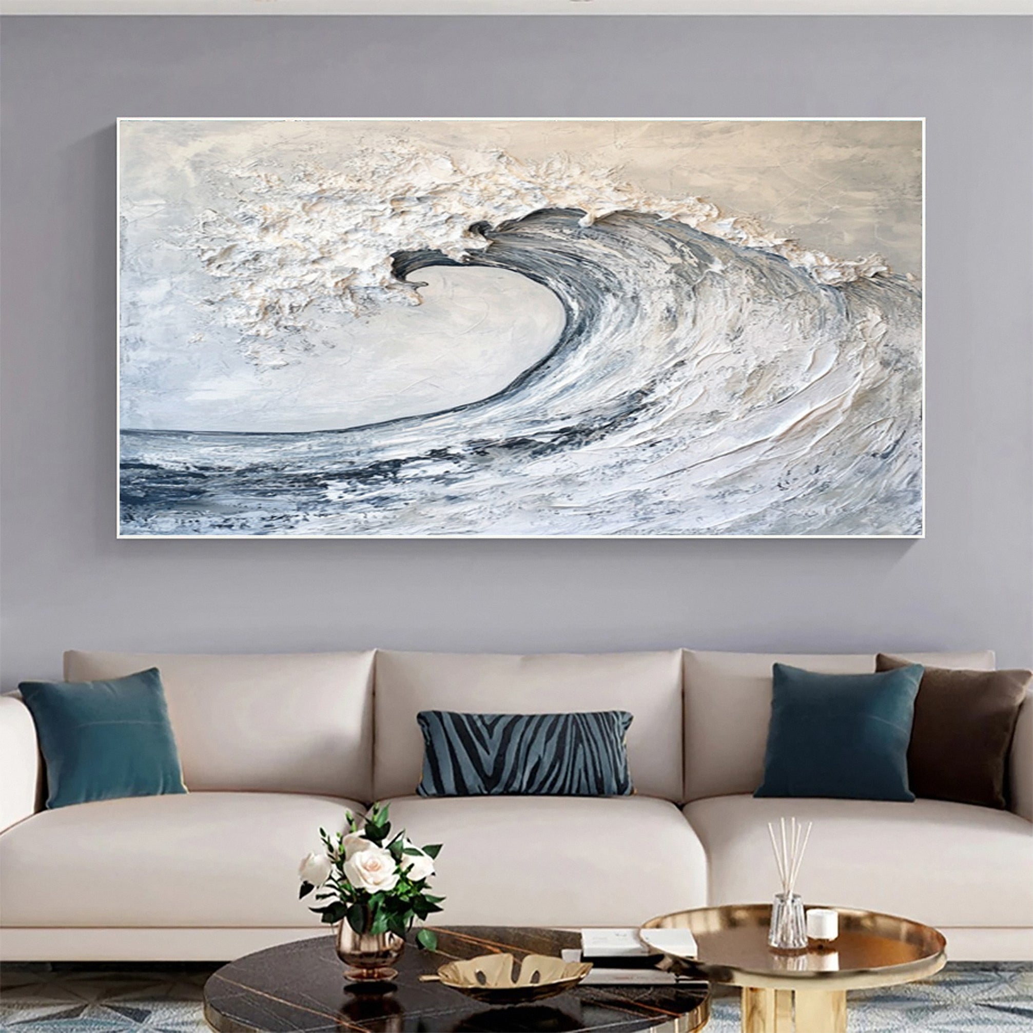 Ocean Majesty: Large Textured Wave Wall Art #OS 025