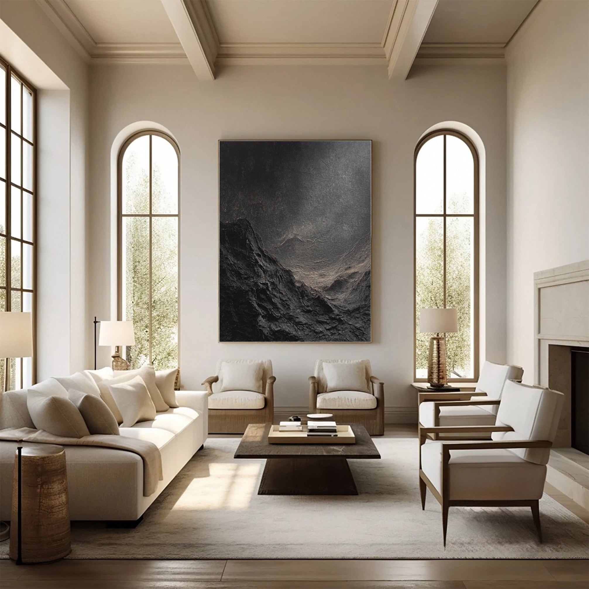 Large Black Textured Wall Art For Home Decor #MMA 148