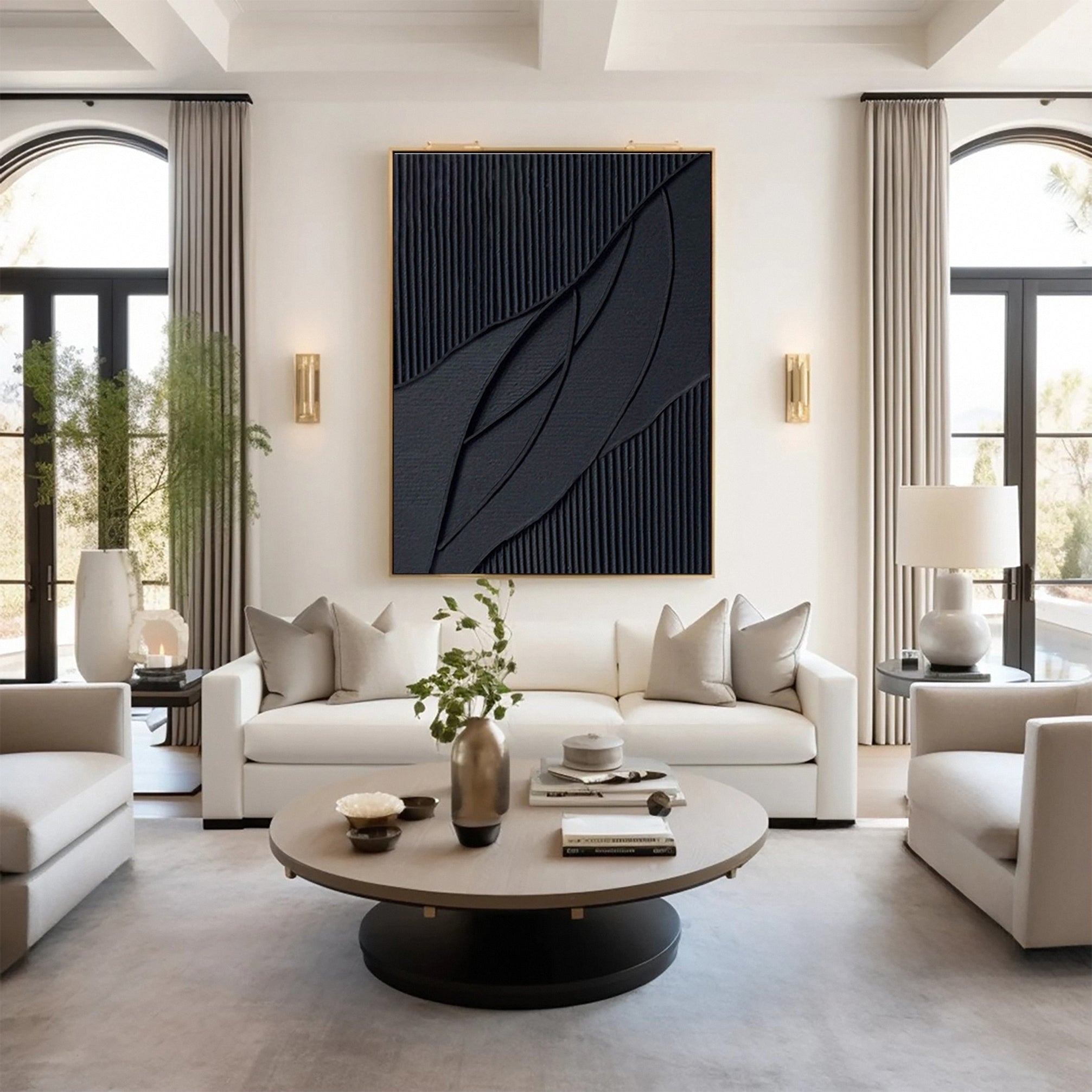 Sleek Elegance Contemporary Large Black Textured Wall Art #MMA 115
