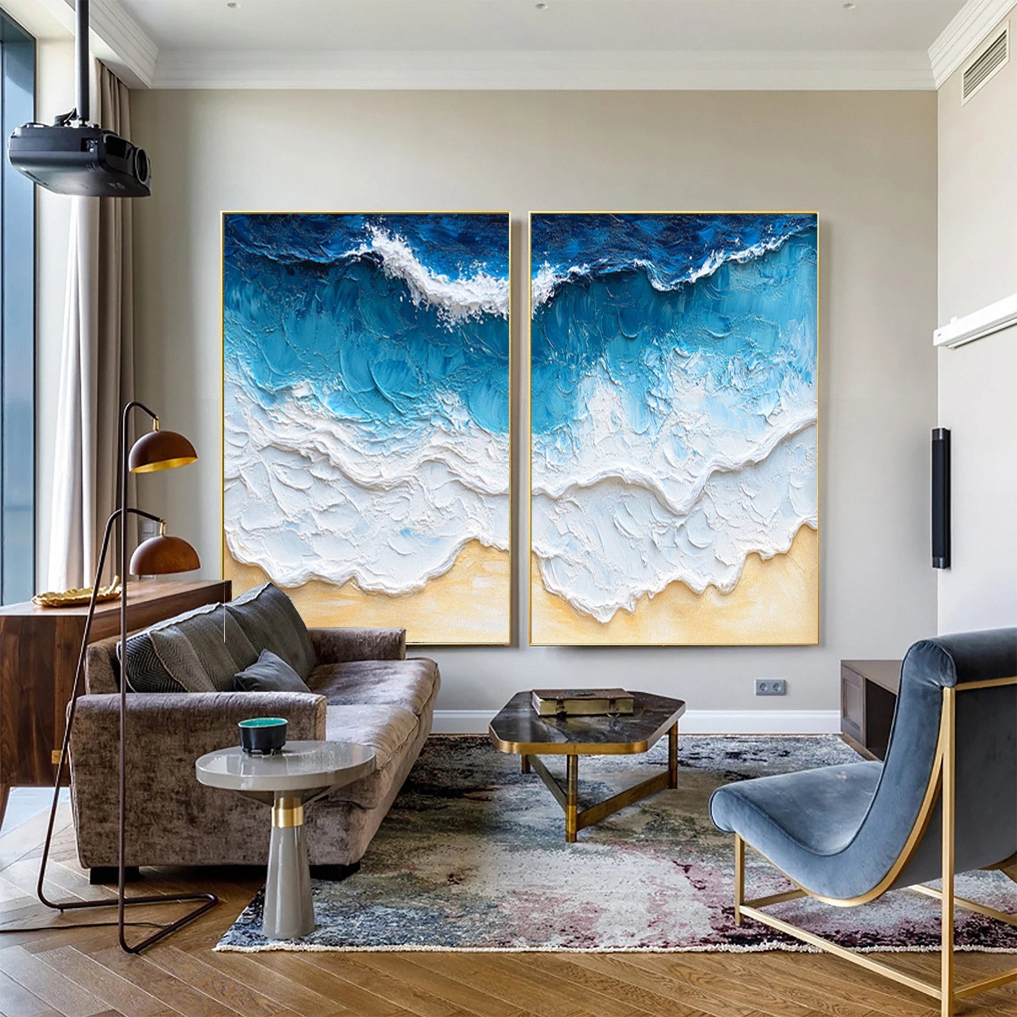 Marine Majesty Large Wall Canvas Set Captivating Sea Waves #OS 011