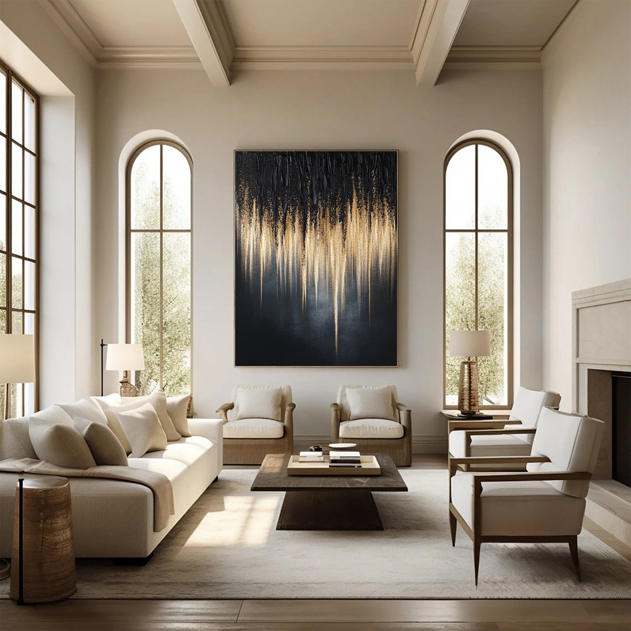 Large Black & Gold Textured Wall Art For Home Decor #MMA 149