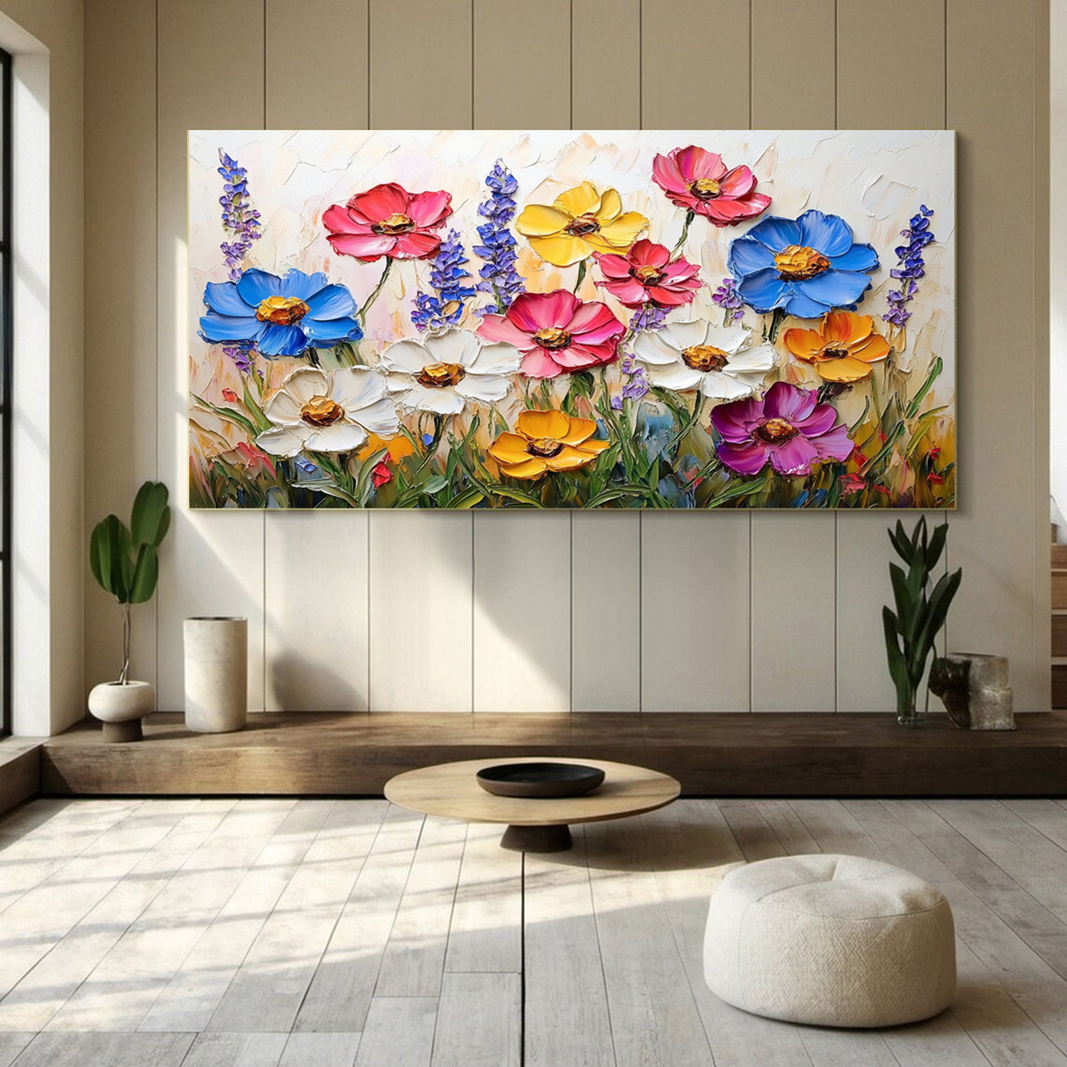 Bloom Horizon Textured Floral Oil Painting Colorful Wall Art #FT 025