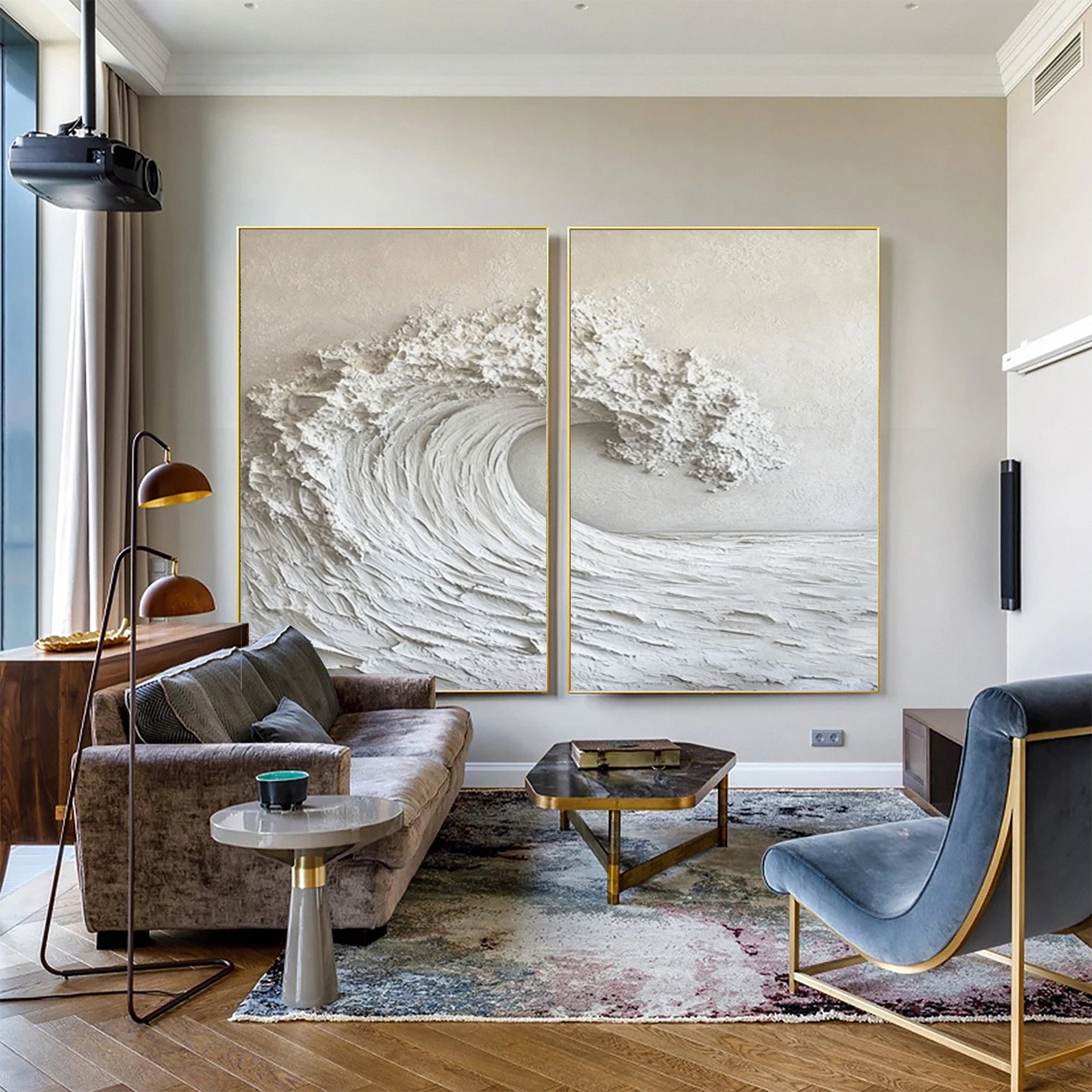 Marine Majesty Large Wall Canvas Set Captivating Sea Waves #OS 012