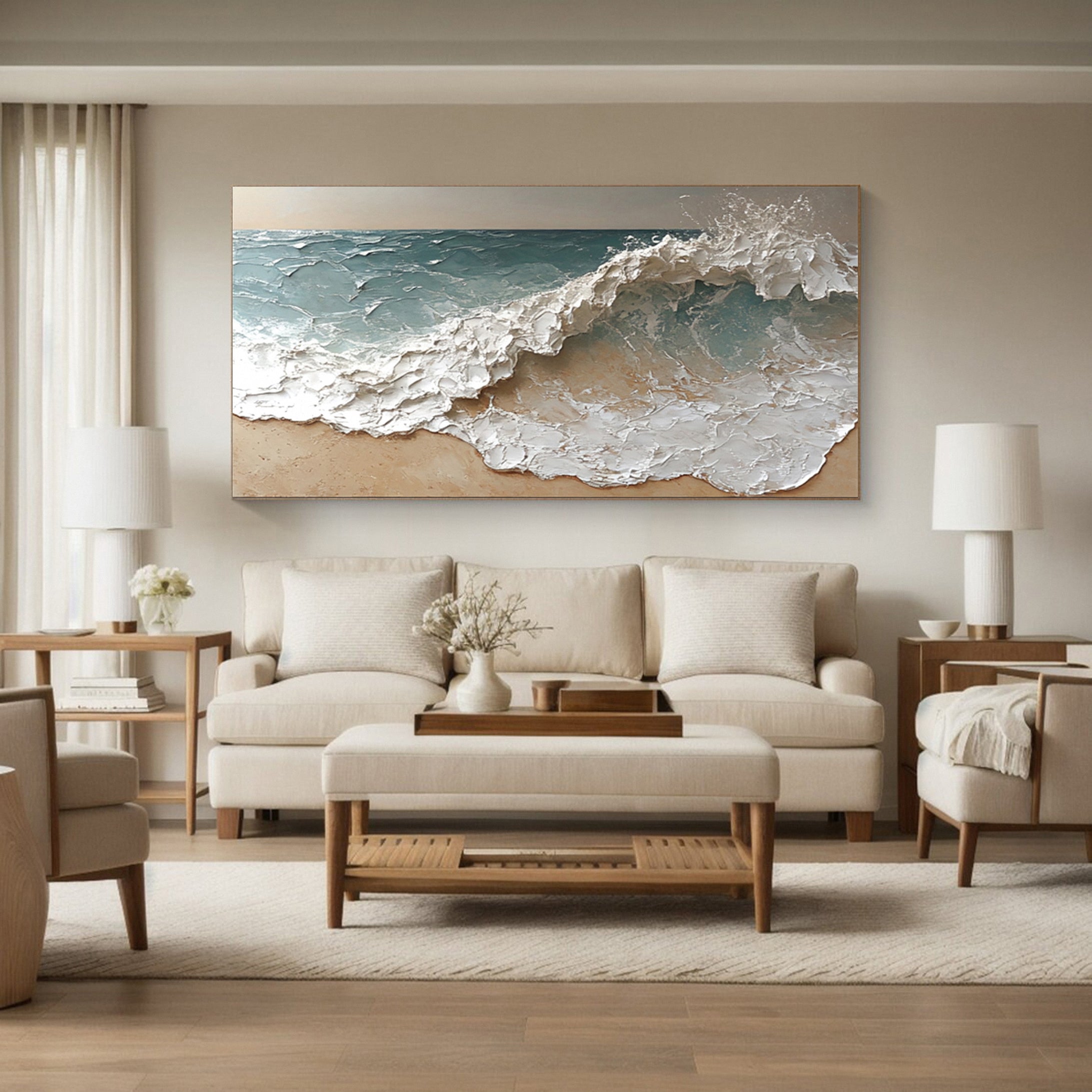 Abstract Coastal Decor Wave Motion Art Piece #AG 040