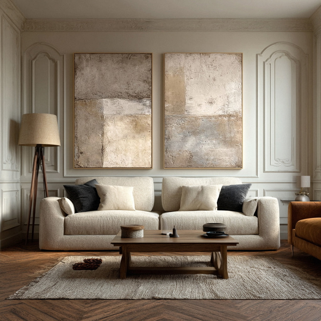 Oversized White Relief Wall Art Panels Set Of 2 #AG 017