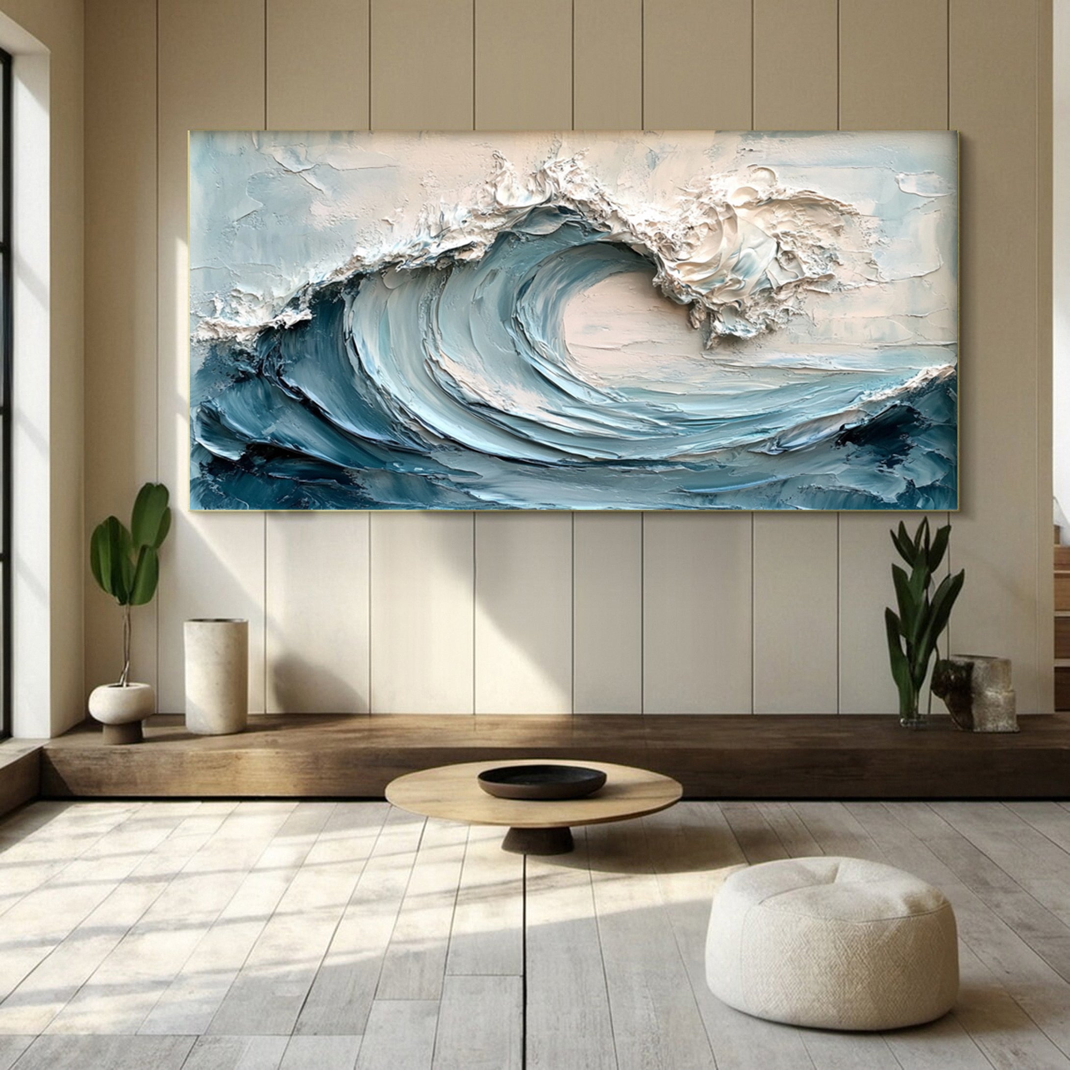Abstract Seascape Canvas Textured Waves for Elegant Interiors #OS 020