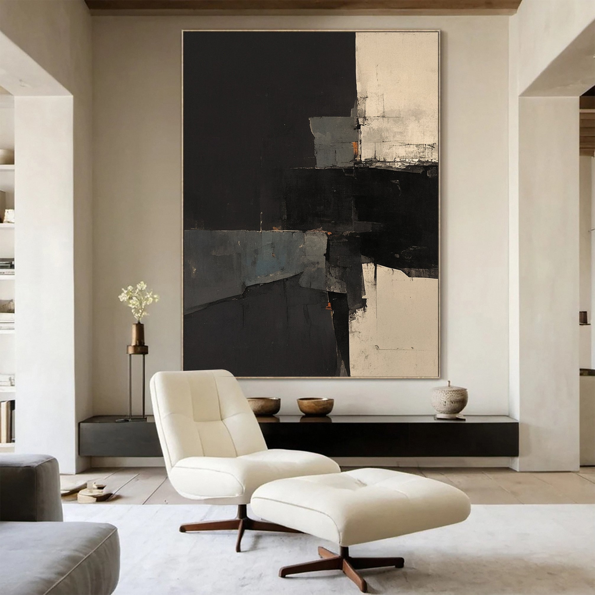 Large Black & Beige Wabi Sabi Wall Art #AP 033