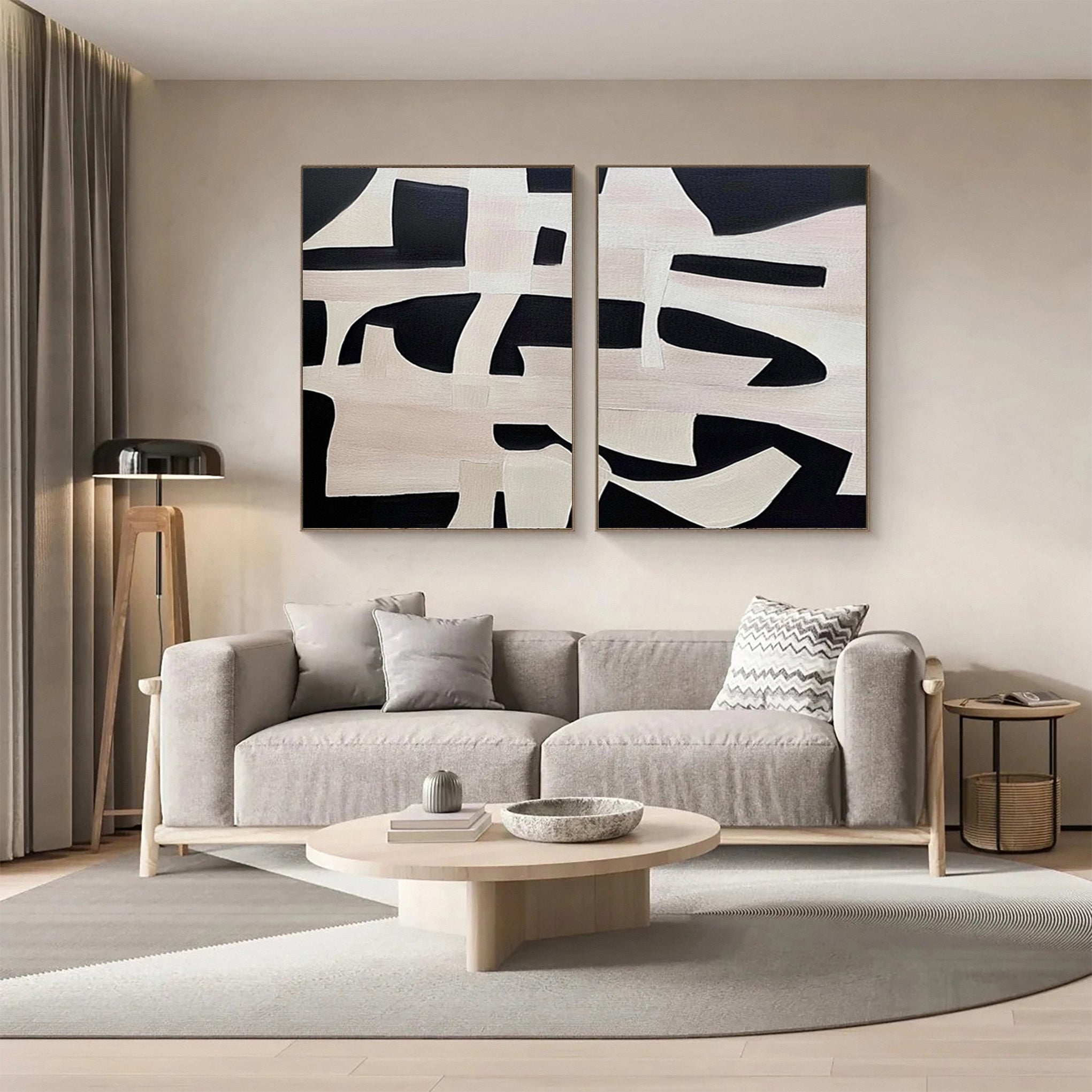 Modern Contrast Bold Abstract Canvas Art Set Of 2 #MMAS 057