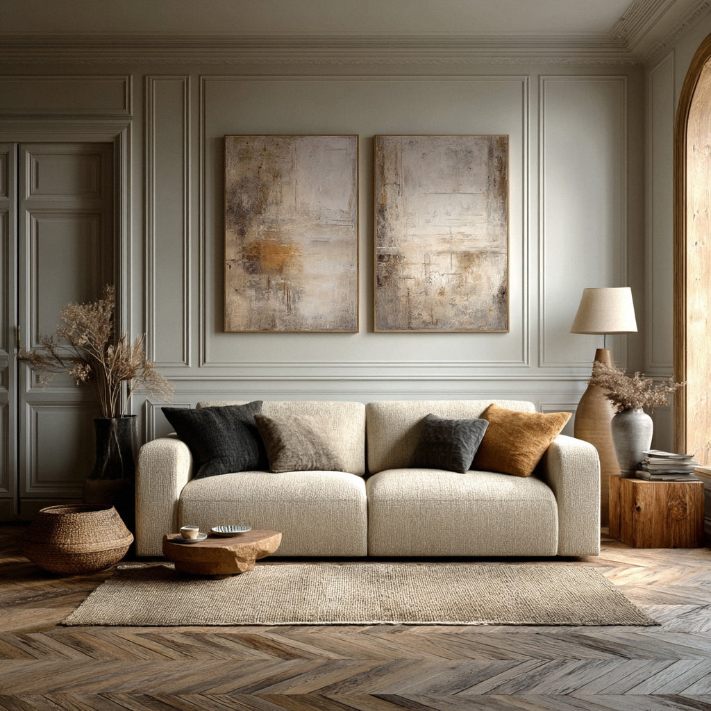 Sculptural White Abstract Diptych for Modern Homes Set Of 2 #AG 018