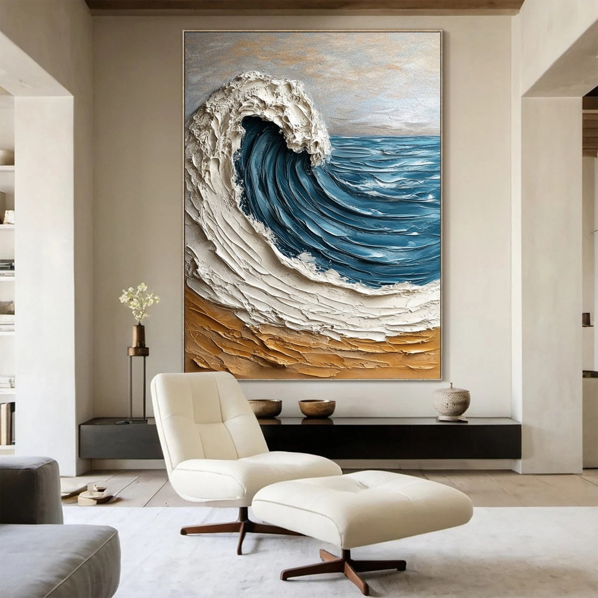 Coastal Tempest Textured Ocean Wave Art for Modern Living #OS 032